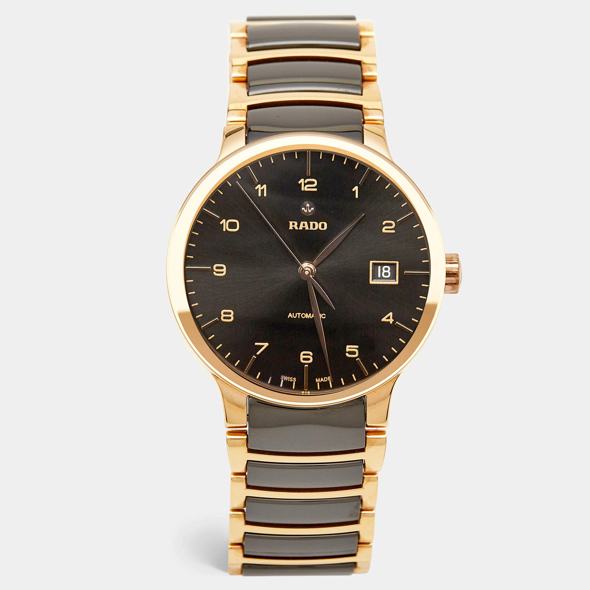 مملوكة مسبقًا Rado Black Ceramic PVD Coated Stainless Steel Centrix R30953152 Men's Wristwatch 38 mm