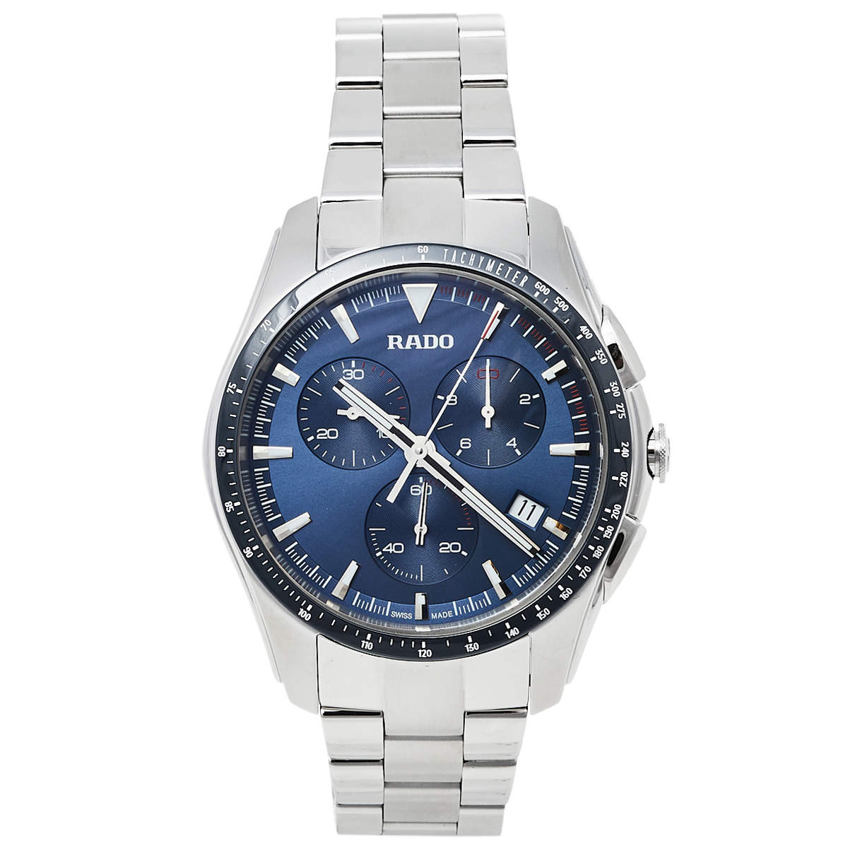 مملوكة مسبقًا Rado Blue Stainless Steel HyperChrome R32259203 Chrono Men's Wristwatch 44 mm