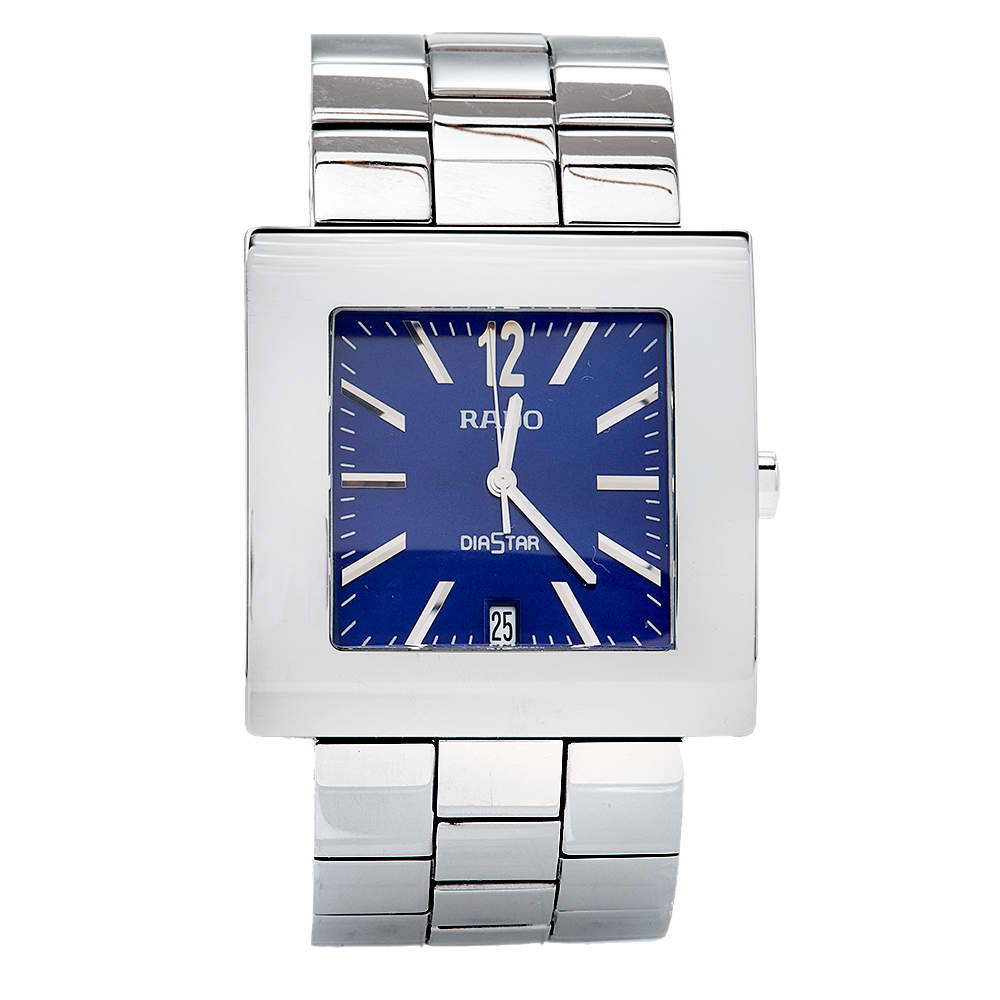 مملوكة مسبقًا Rado Blue Stainless Steel Diastar 113.0755.3 Men's Wristwatch 35 mm