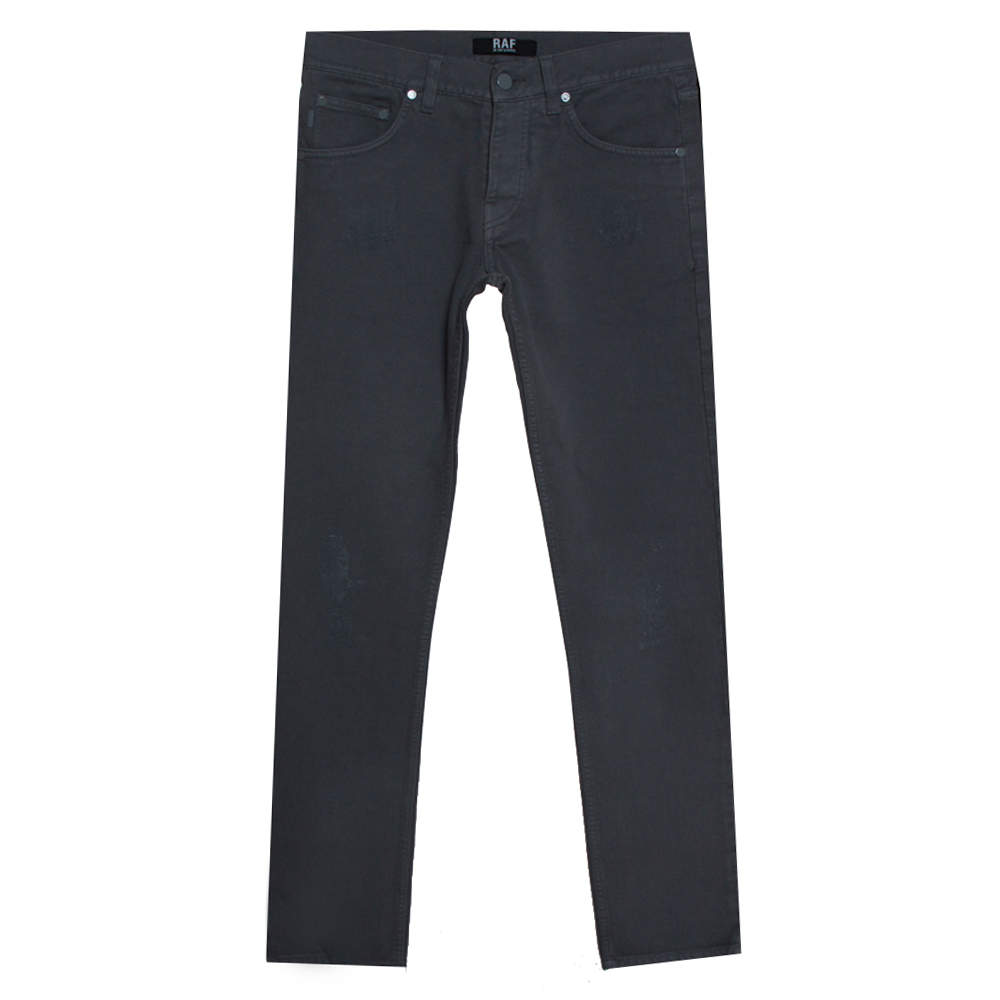 RAF by Raf Simons Shadow Grey Denim Distressed Slim Fit Jeans M