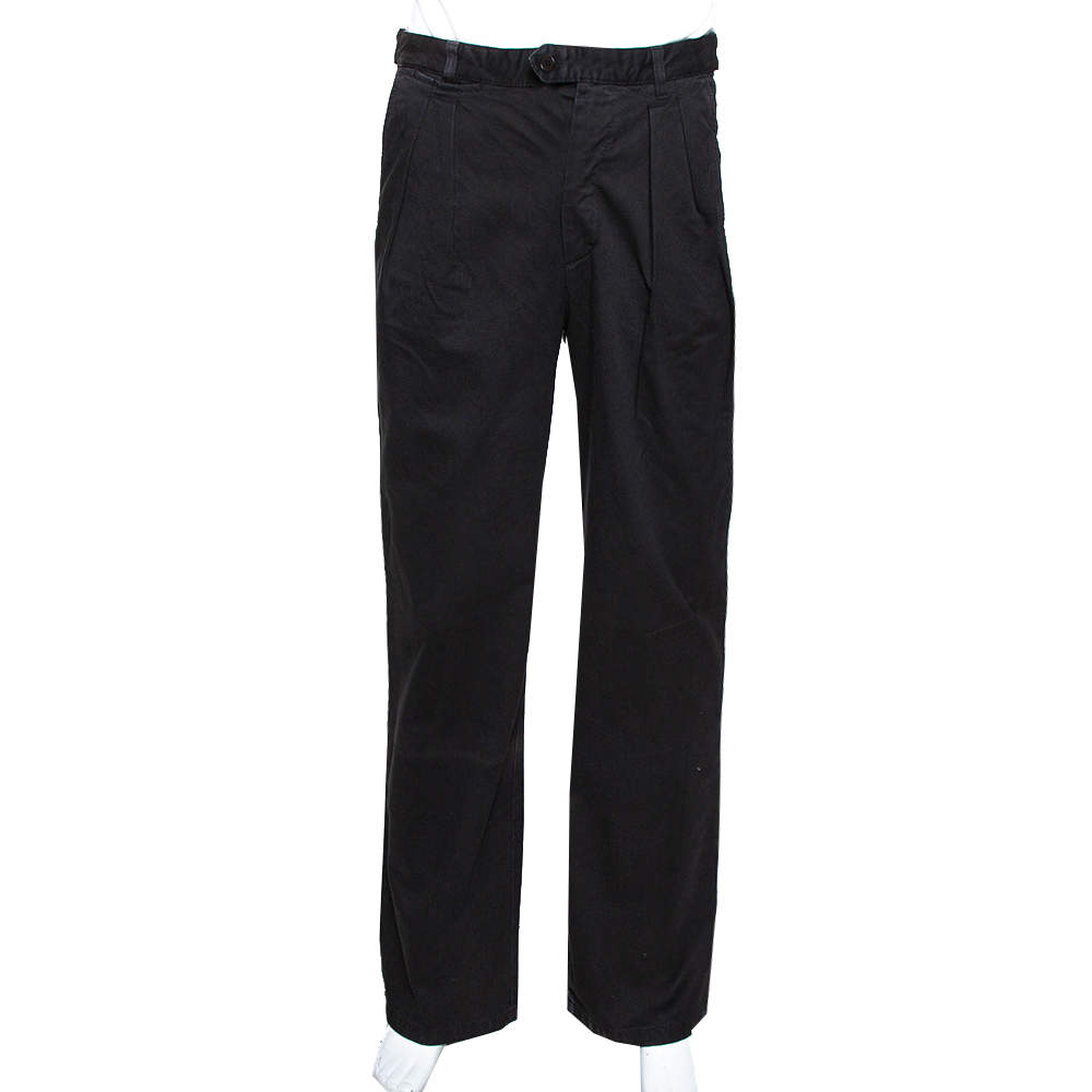 RAF by Raf Simons Black Denim Pleated Wide Leg Trousers S
