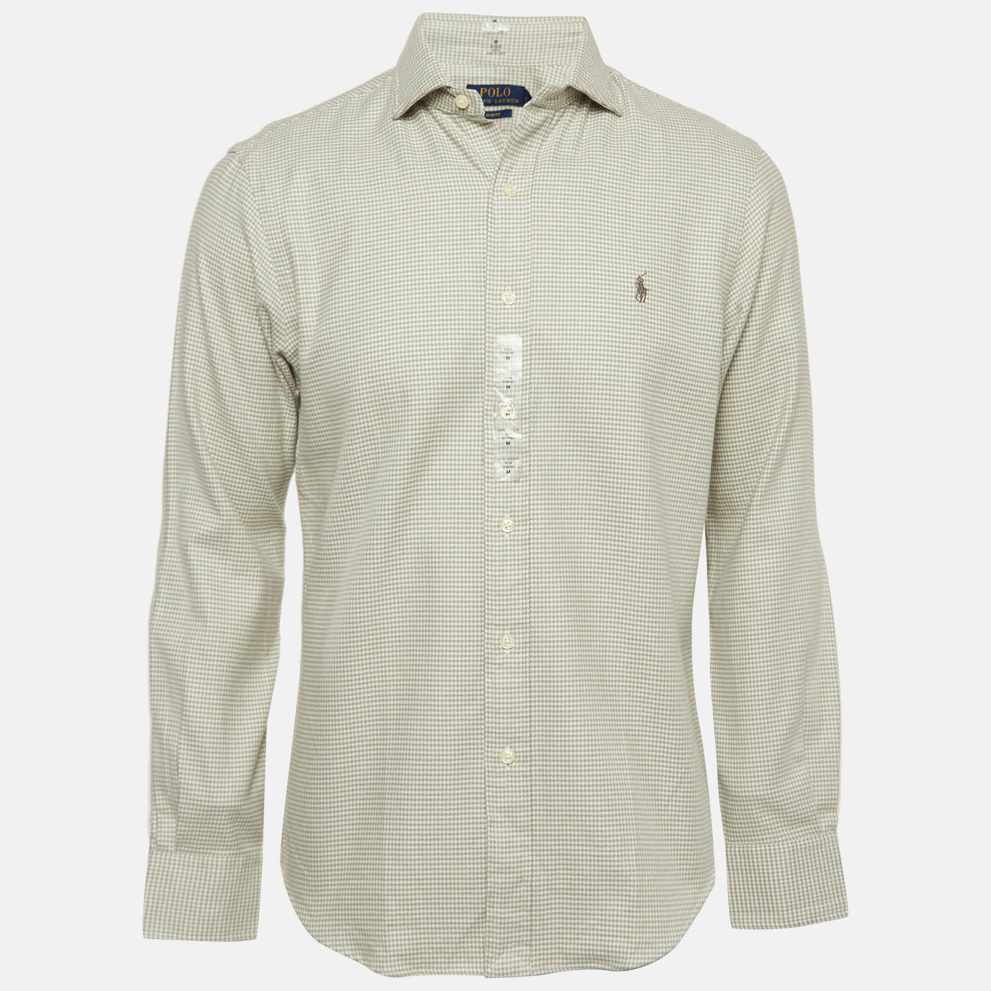 Pre Owned Ralph Lauren Grey Houndstooth Cotton Slim Fit Shirt M