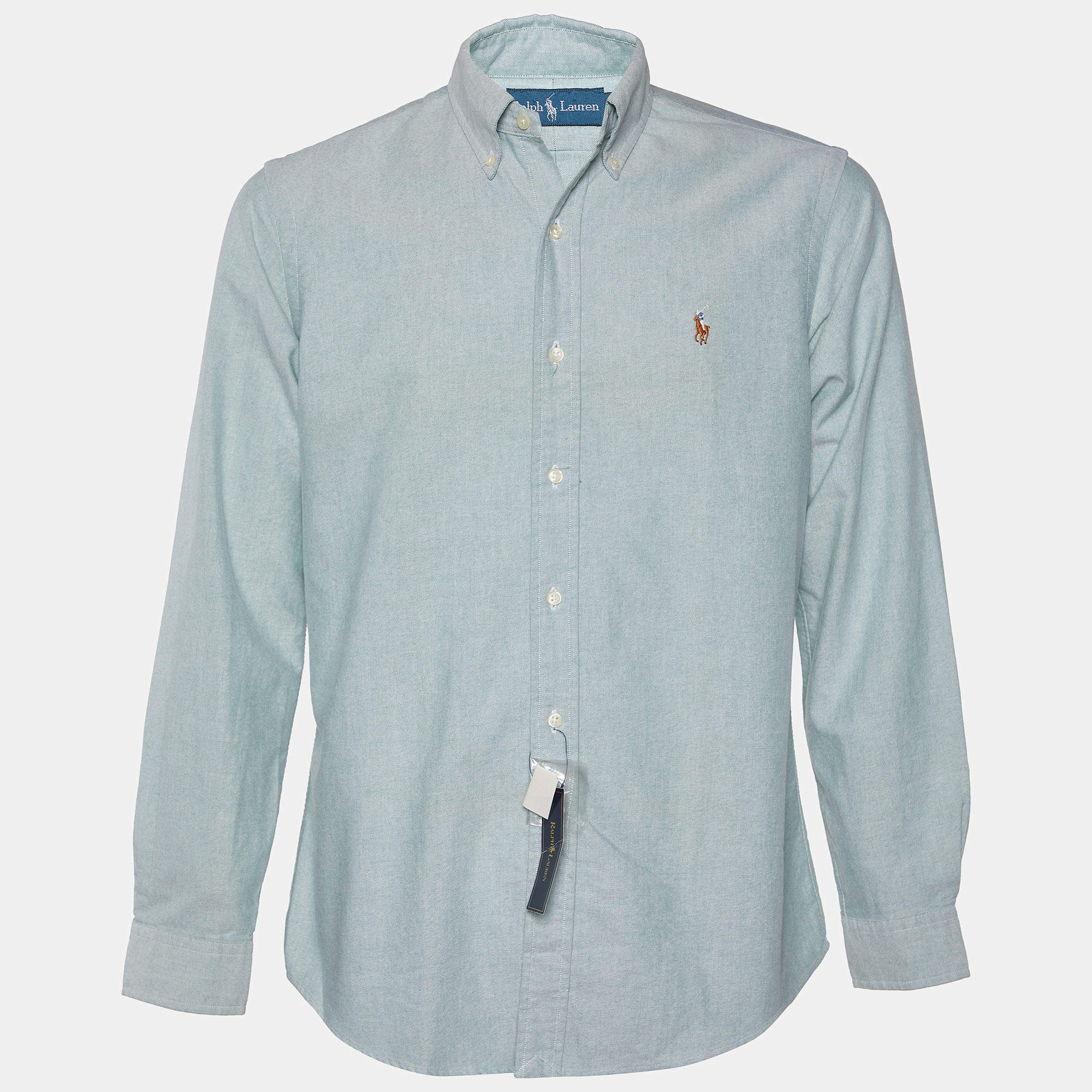 Pre Owned Ralph Lauren Light Green Cotton button Front Shirt M