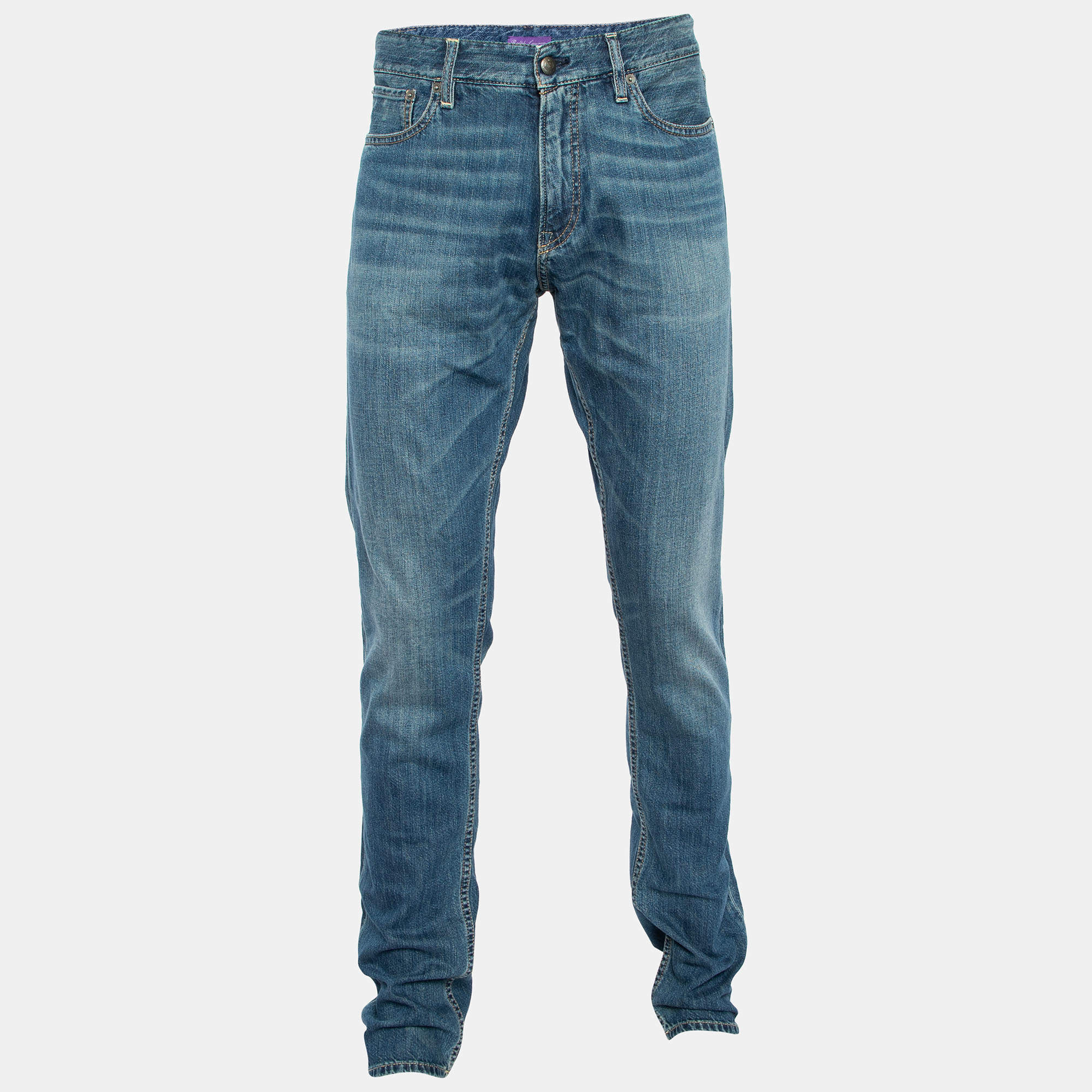 Pre Owned Ralph Lauren Navy Blue Denim Amberley Jeans L Waist 37" 