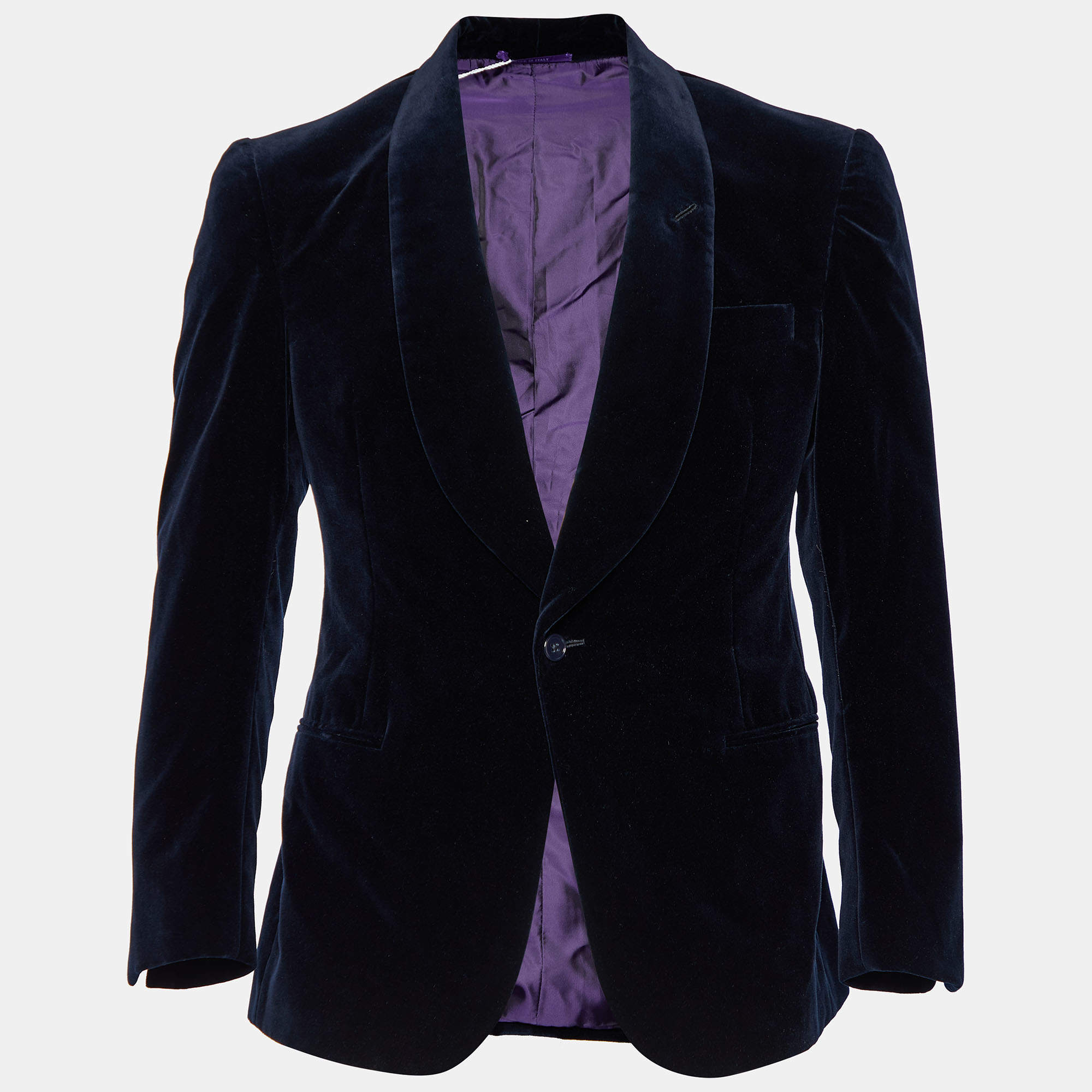Pre Owned Ralph Lauren Purple Label Navy Blue Velvet Tailored Jacket L
