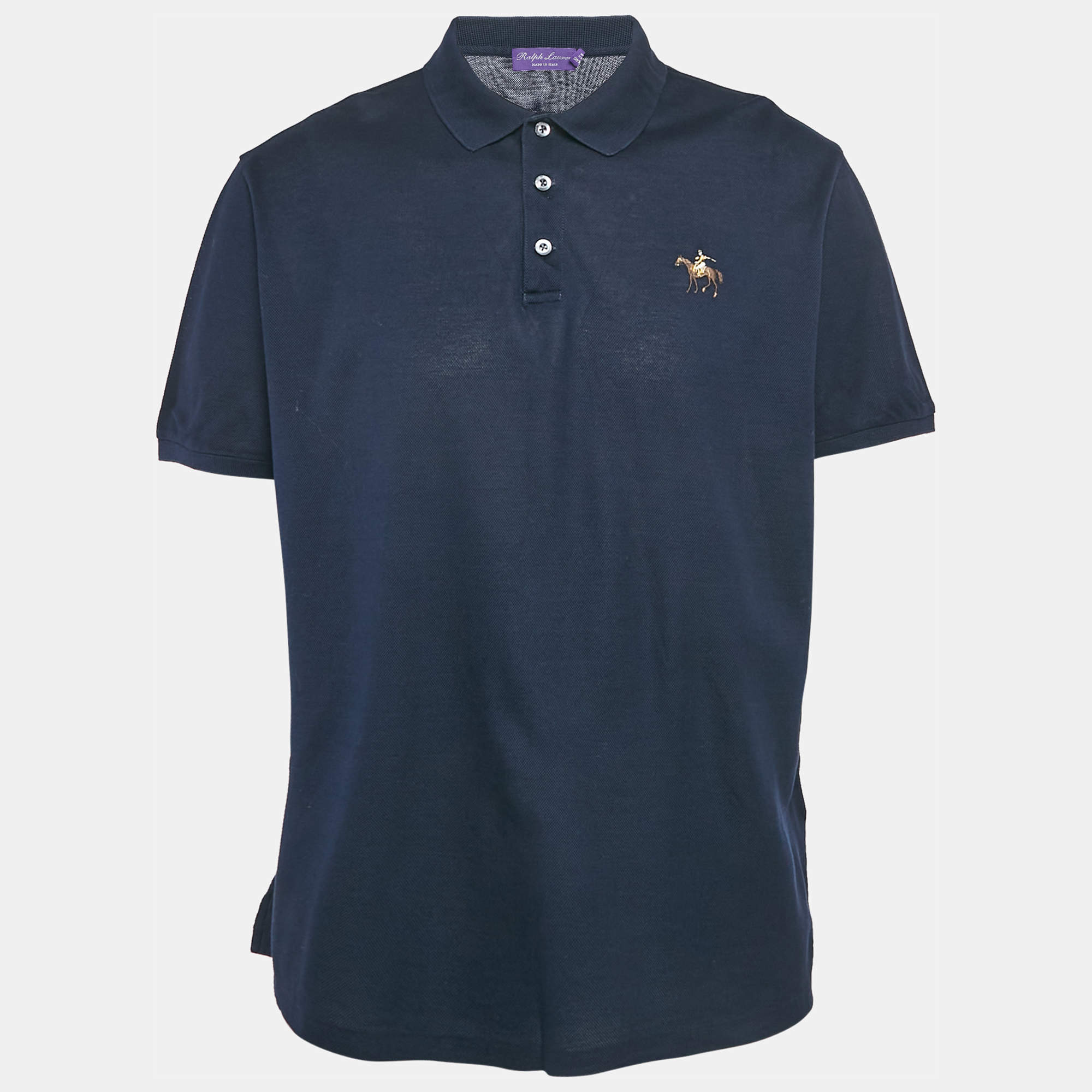 Ralph Lauren Purple Label Navy Blue Cotton Pique Polo T-Shirt XXL