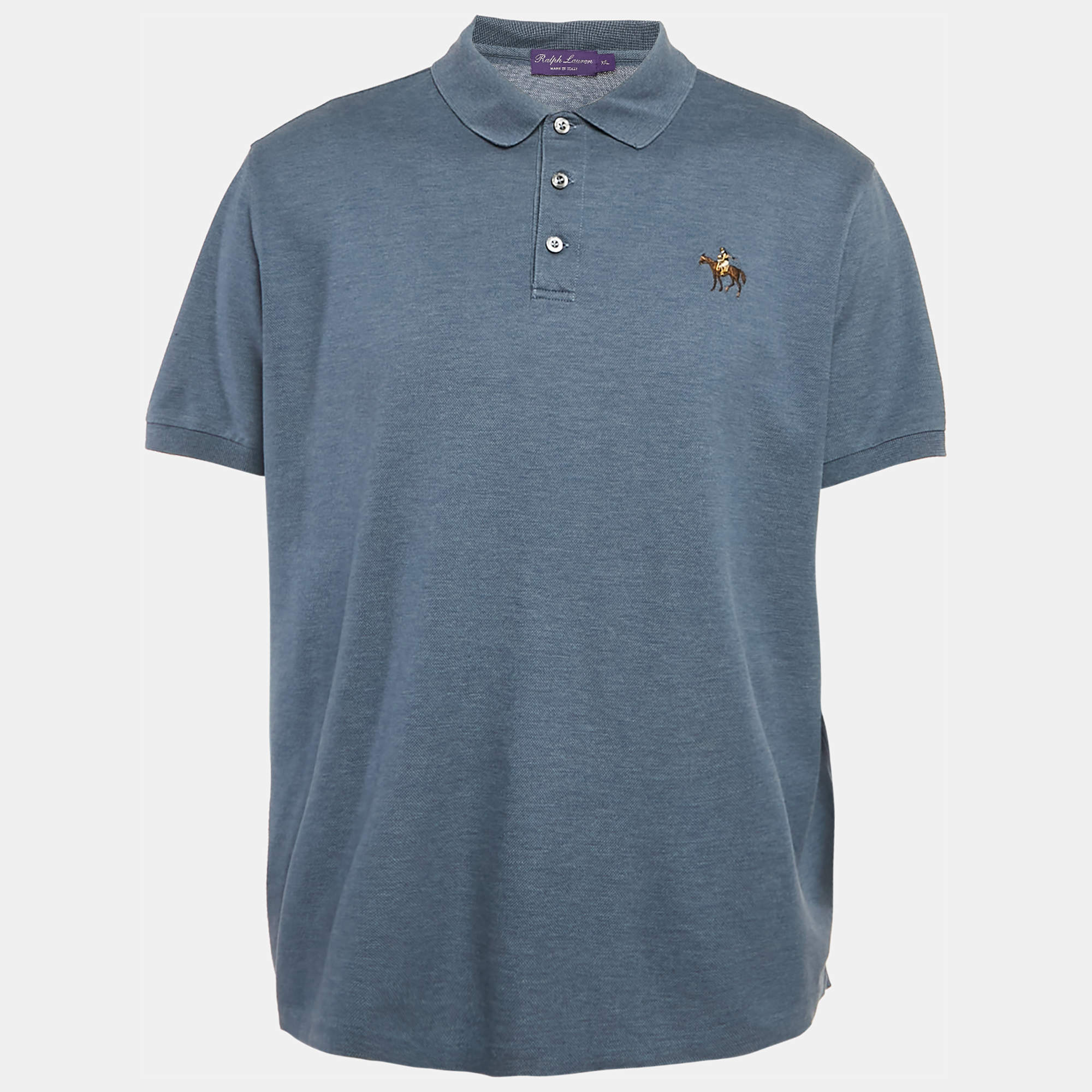Ralph Lauren Purple Label Blue Cotton Pique Polo T-Shirt XXL