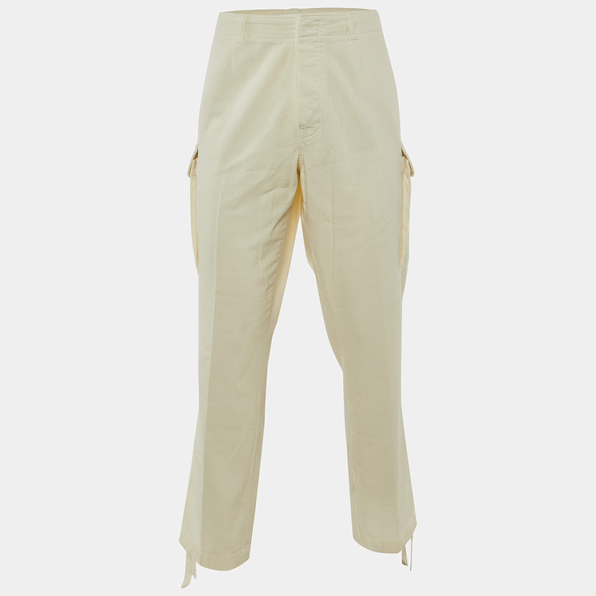 Pre Owned Ralph Lauren Purple Label Cream Cotton Cargo Pants XXL