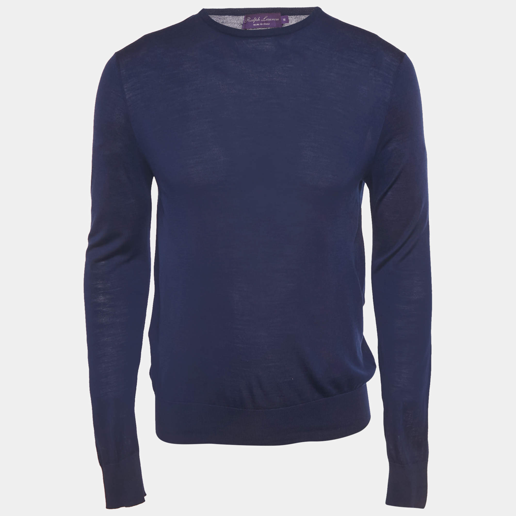مملوكة مسبقًا Ralph Lauren Purple Label Blue Knit Crewneck Sweater M
