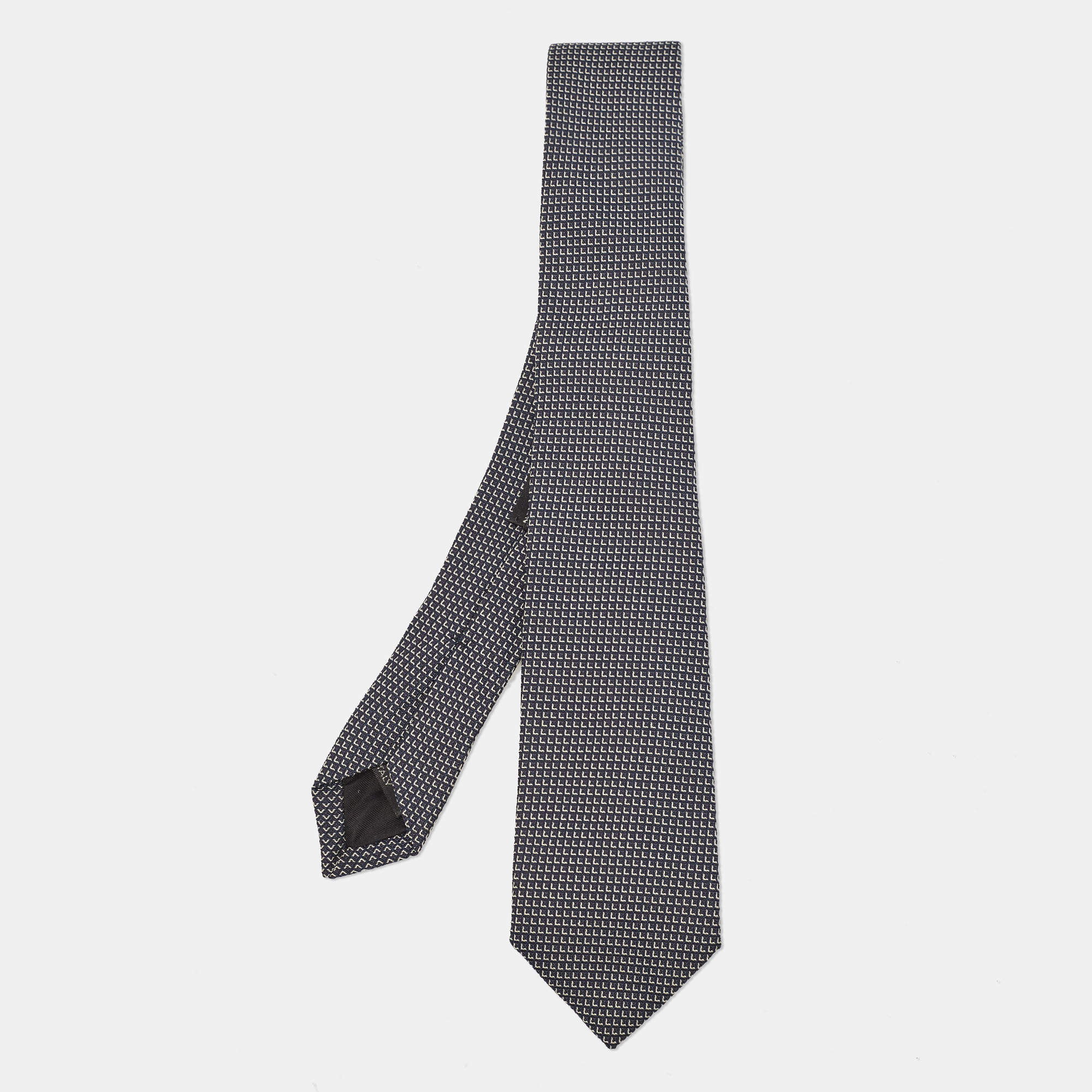Ralph Lauren Navy Blue Patterned Silk Tie