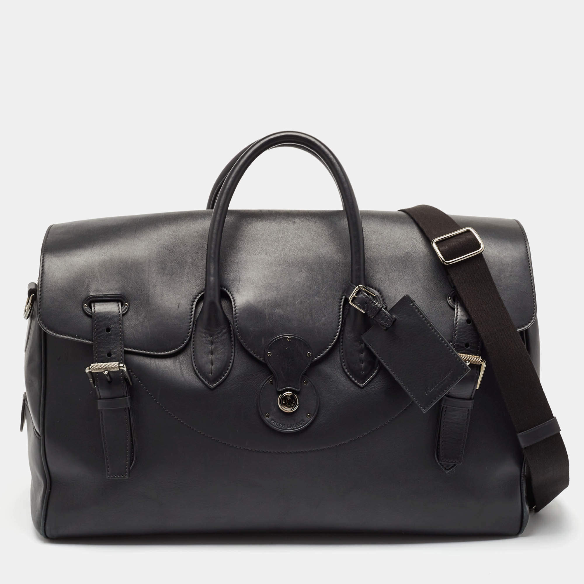 Ralph Lauren Black Leather Ricky 50 Weekender