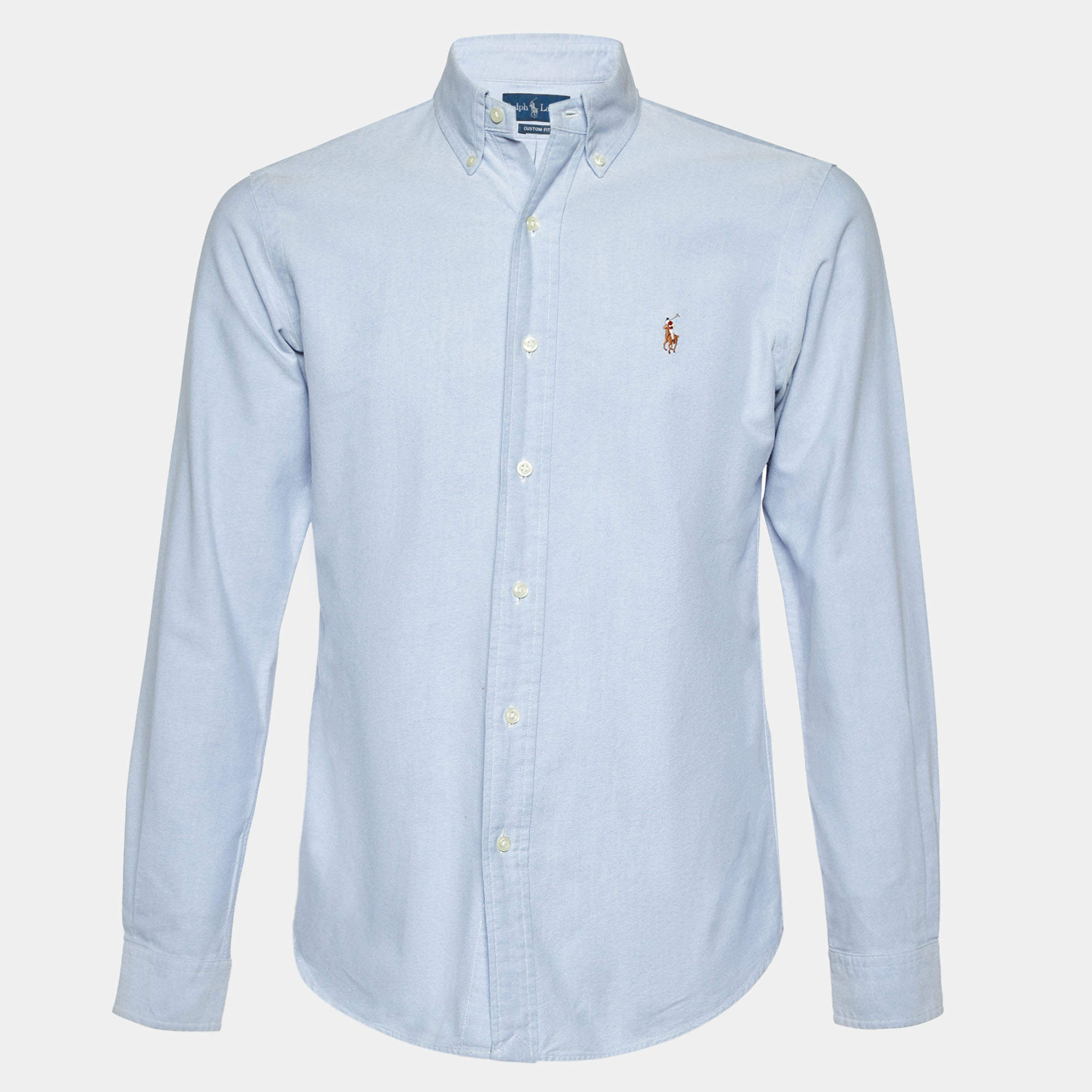 Pre Owned Ralph Lauren Light Blue Cotton Custom Fit Button Down Shirt S
