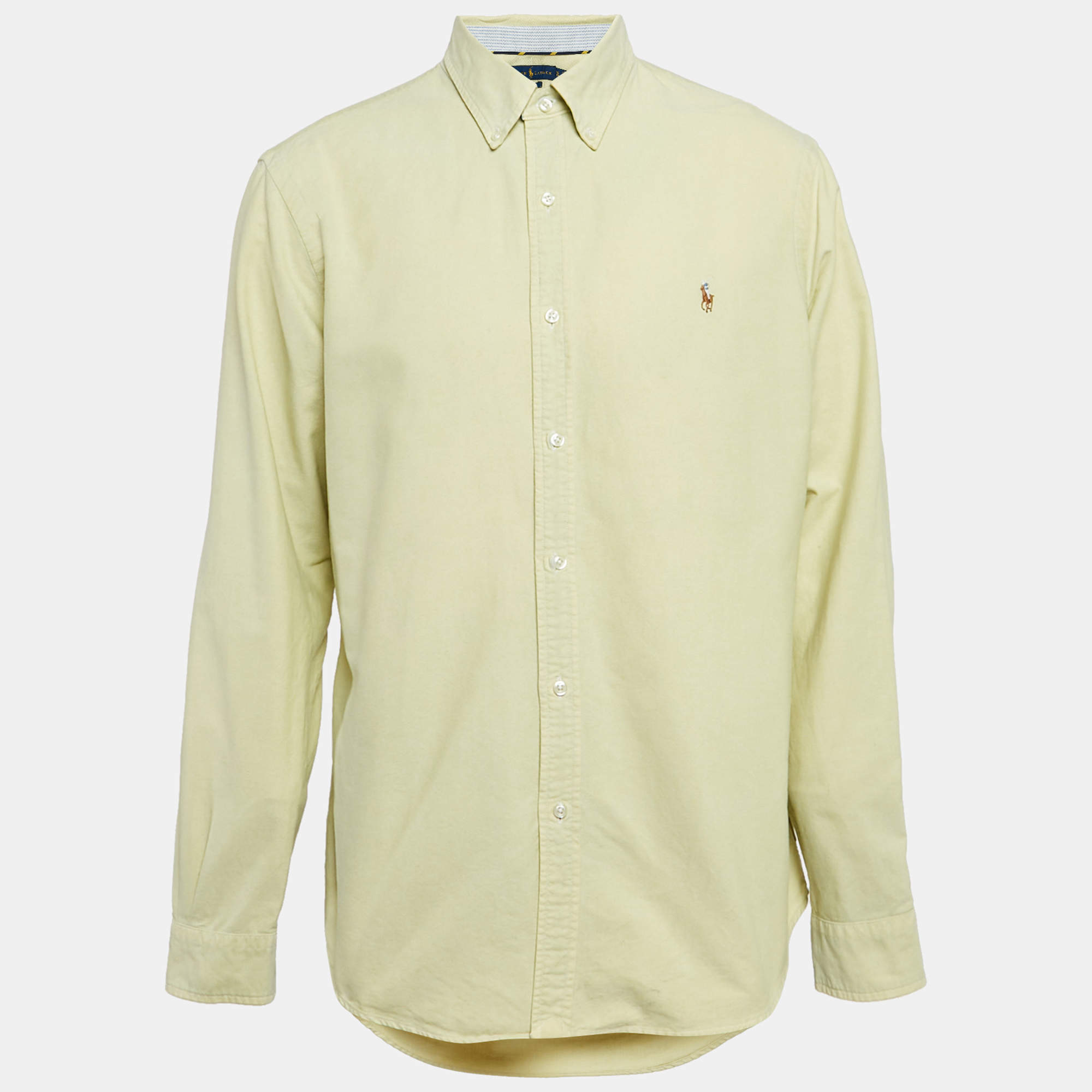 Pre Owned Ralph Lauren Light Green Cotton Slim Fit Shirt XL