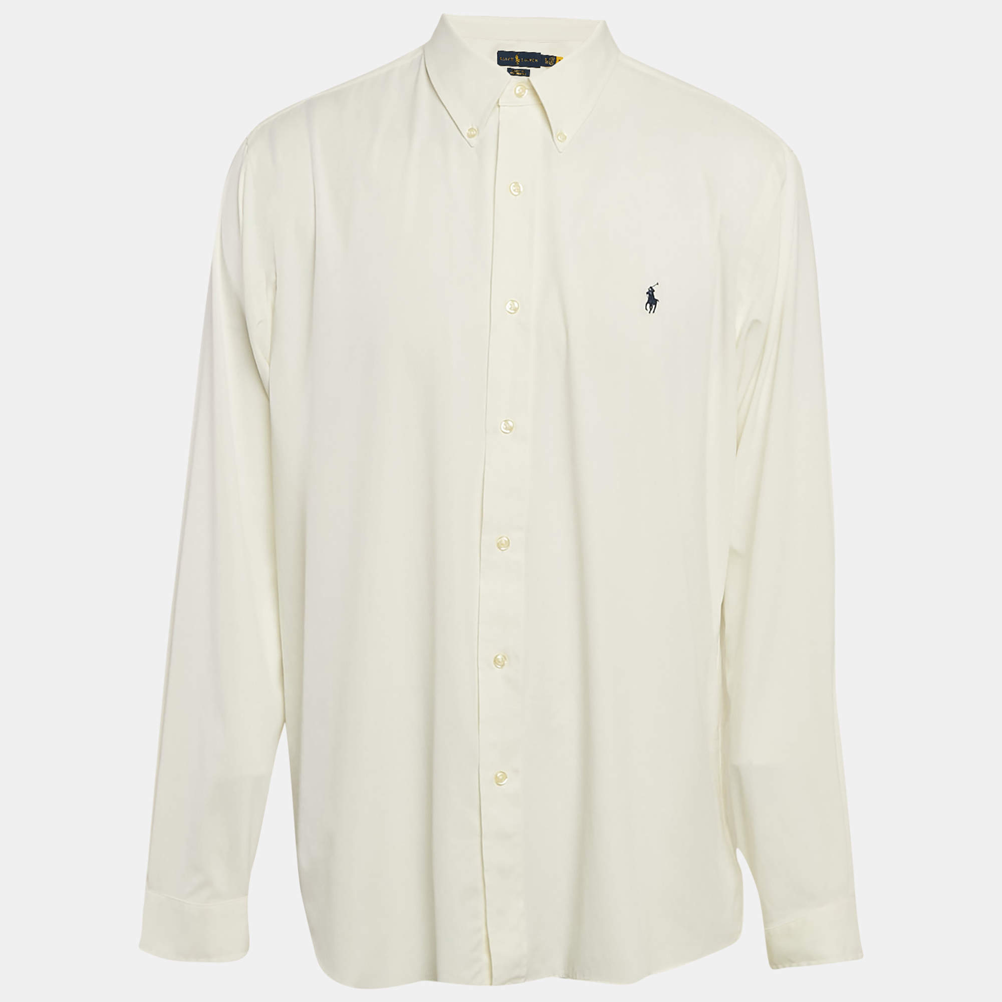 Pre Owned Ralph Lauren White Stretch Nylon Classic Fit Shirt XL