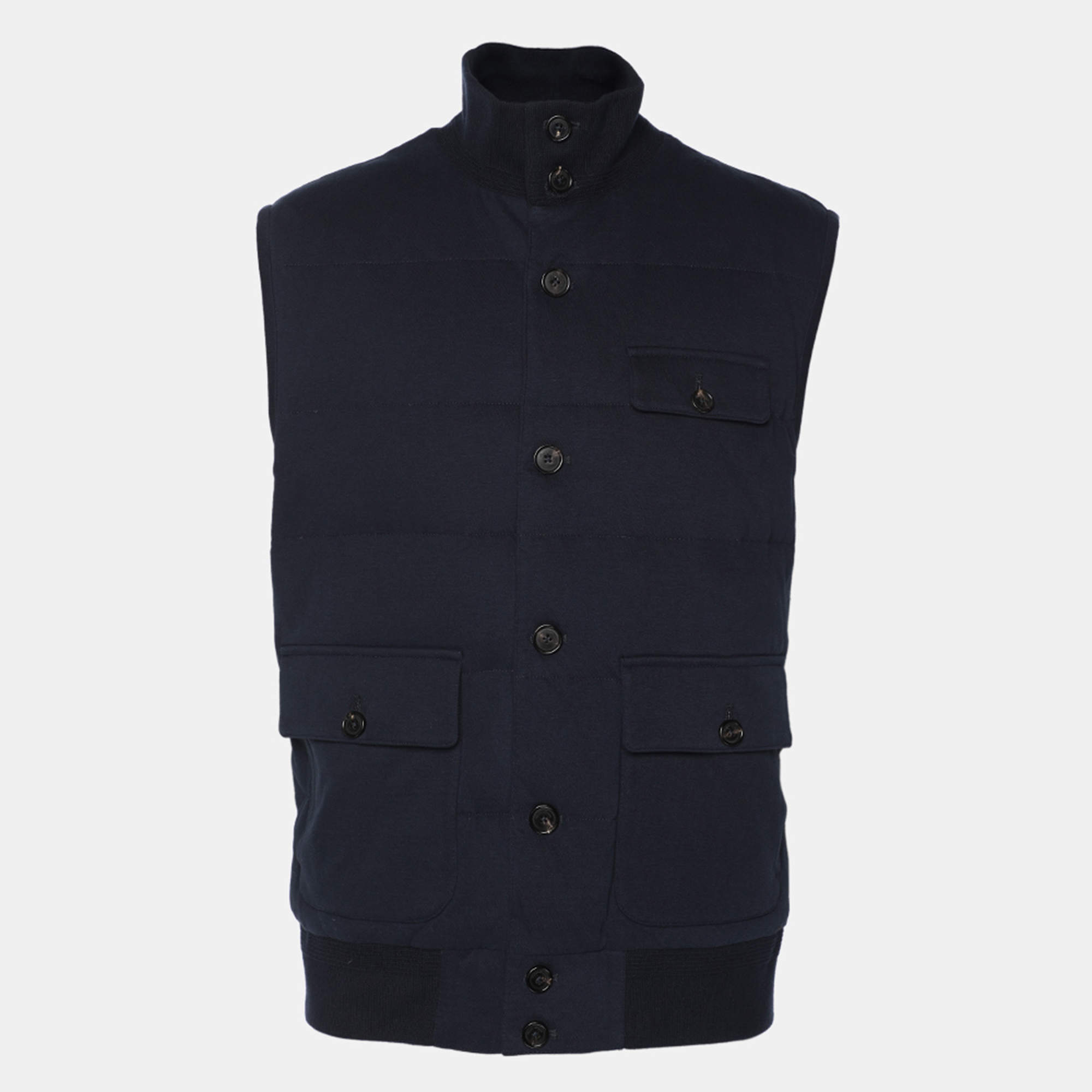 Pre Owned Ralph Lauren Navy Blue Quilted Cotton Sleeveless Jacket L