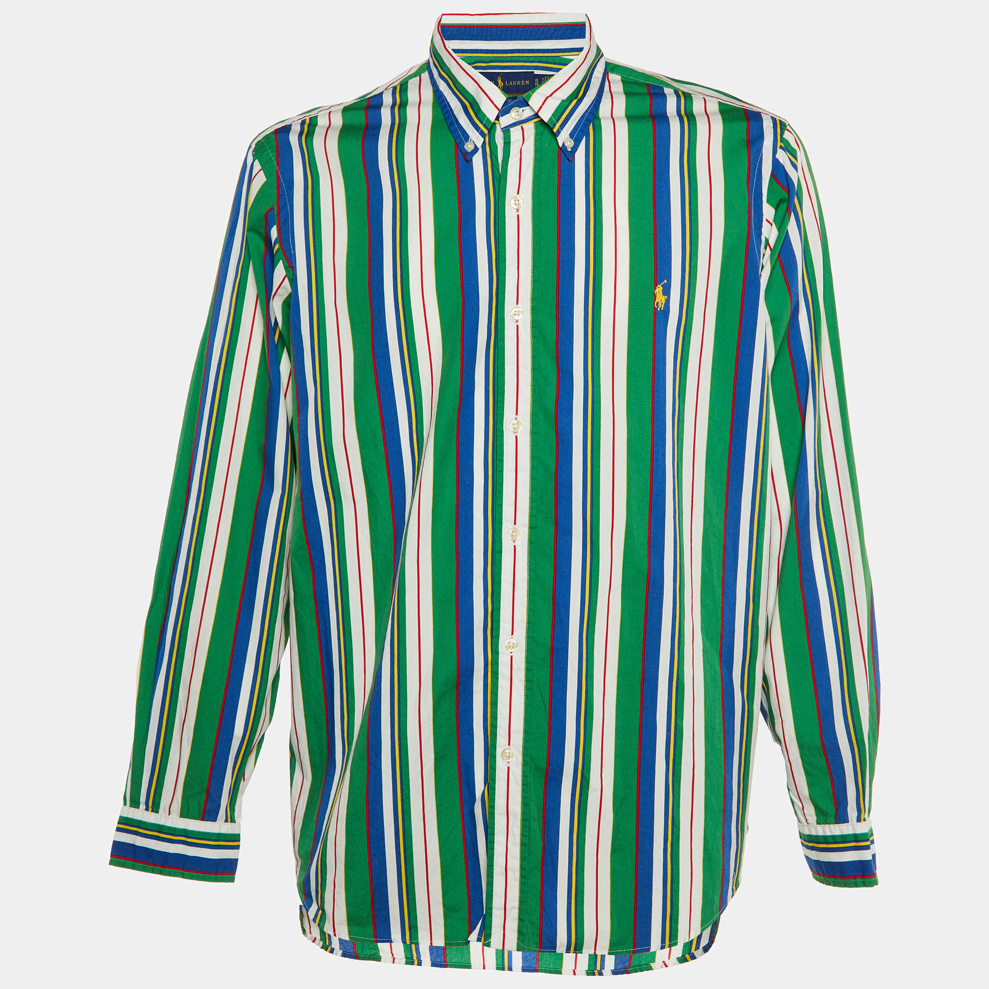Pre Owned Ralph Lauren Multicolor Striped Cotton Classic Fit Shirt XL