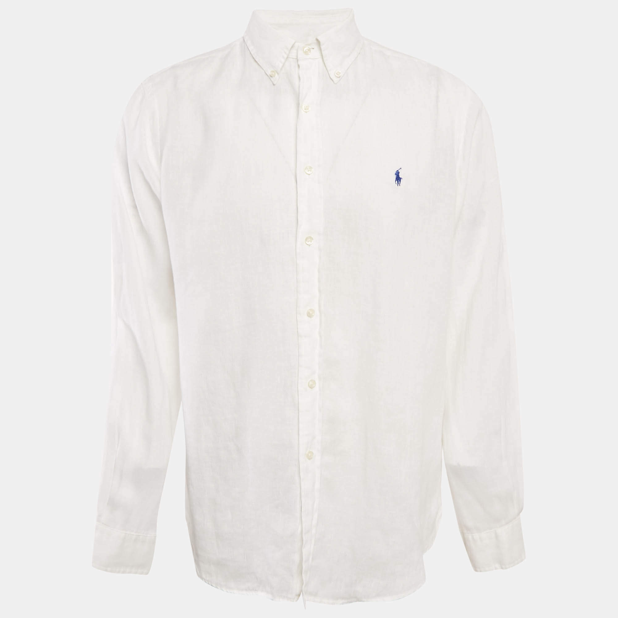 Ralph Lauren White Linen Button Front Shirt L