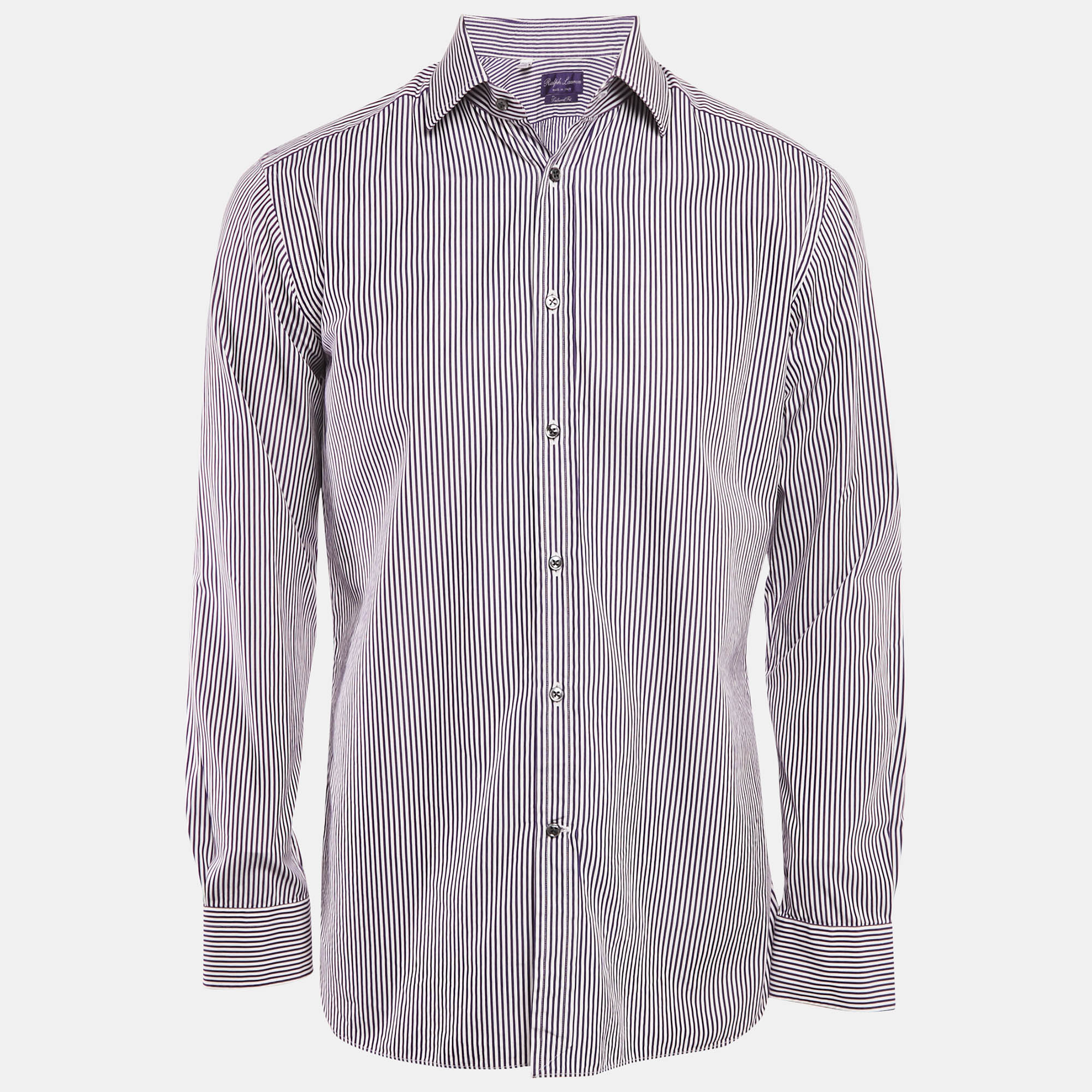Ralph Lauren Purple Striped Cotton Full Sleeve Shirt L