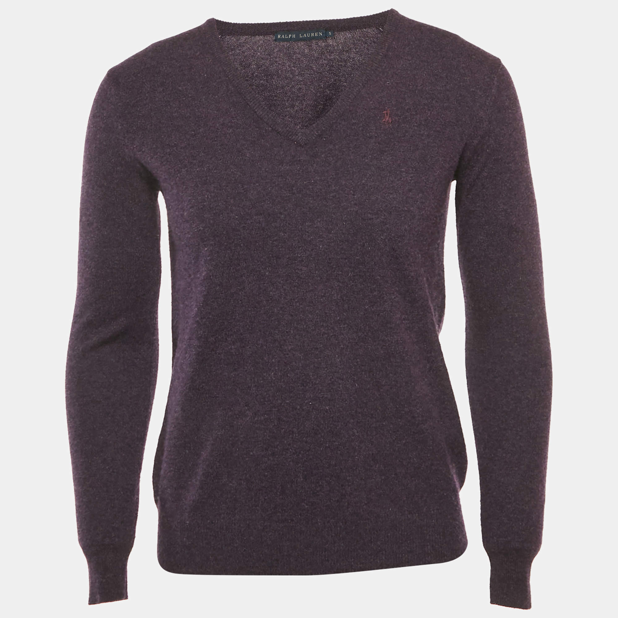 Pre Owned Ralph Lauren Purple Cashmere Knit V-Neck Sweater S