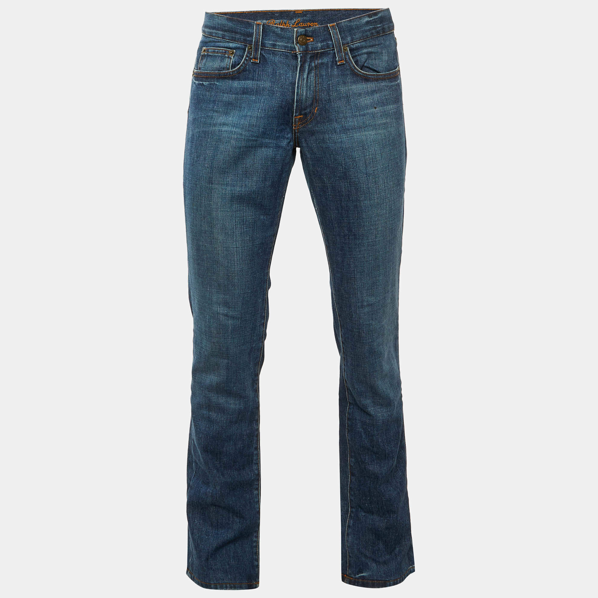 Pre Owned بنطلون جينز رالف لورين بلاك ليبل دنيم أزرق كحلي 867 مقاس صغير خصر 34 بوصة