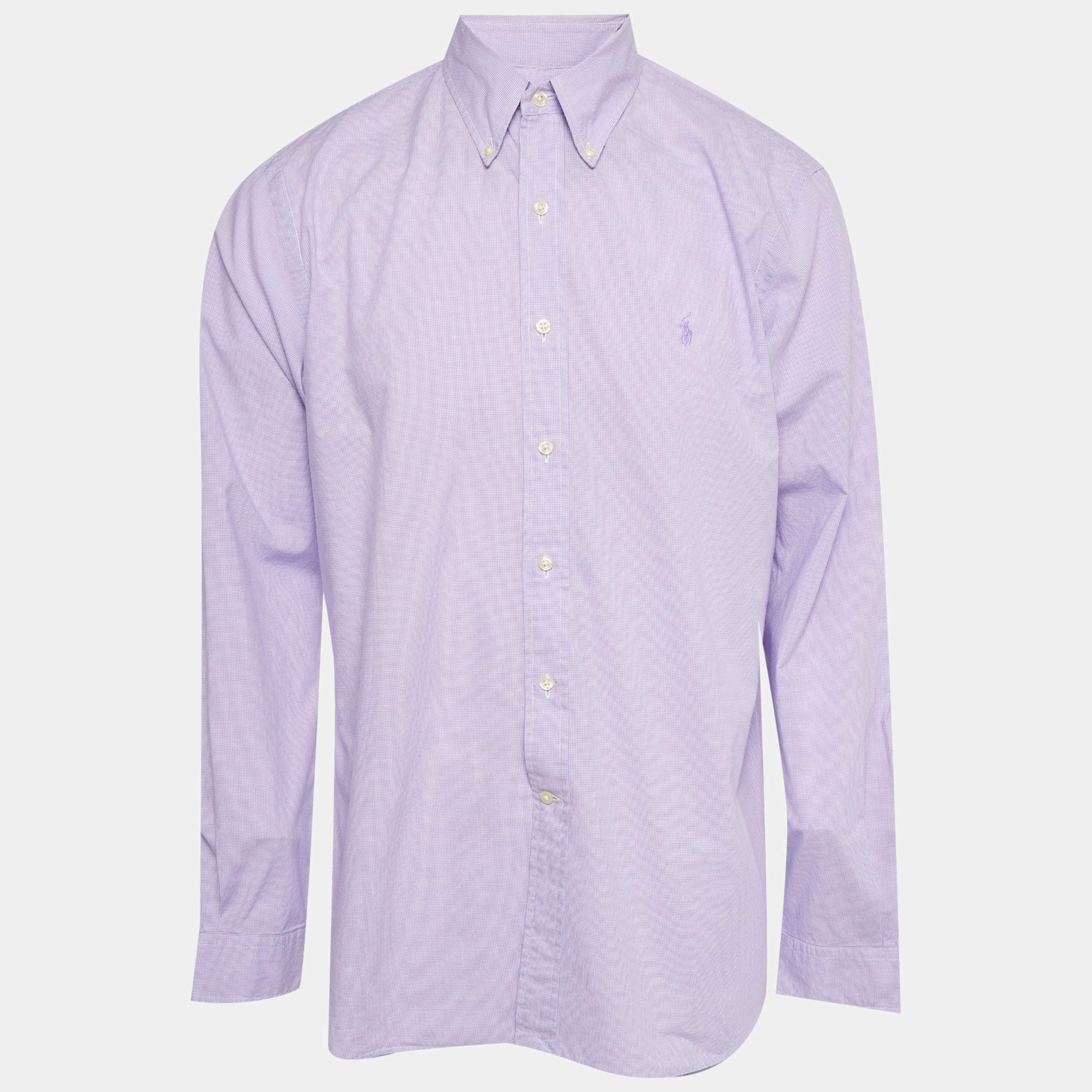 مملوكة مسبقًا Ralph Lauren Purple Check Print Long Sleeve Shirt XL