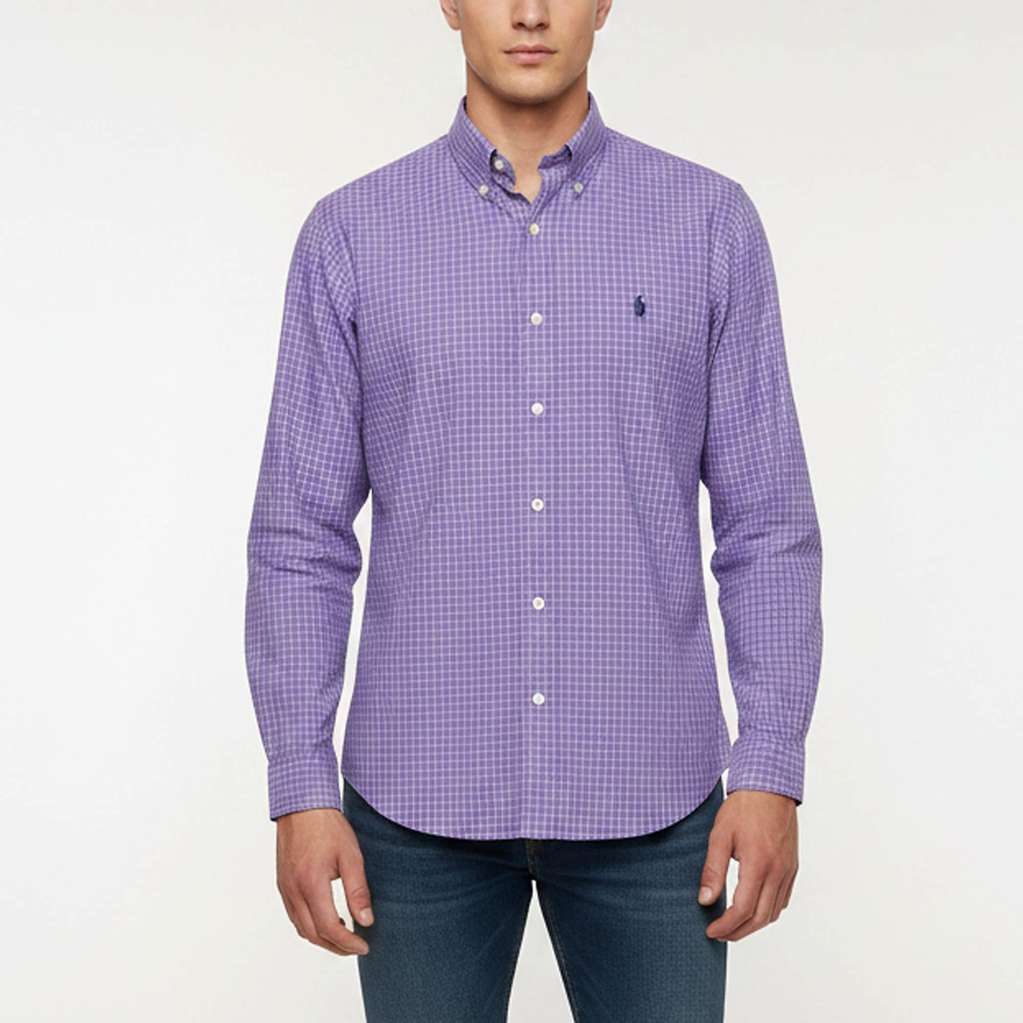 Pre Owned Ralph Lauren Purple Check Cotton Button Down Shirt S