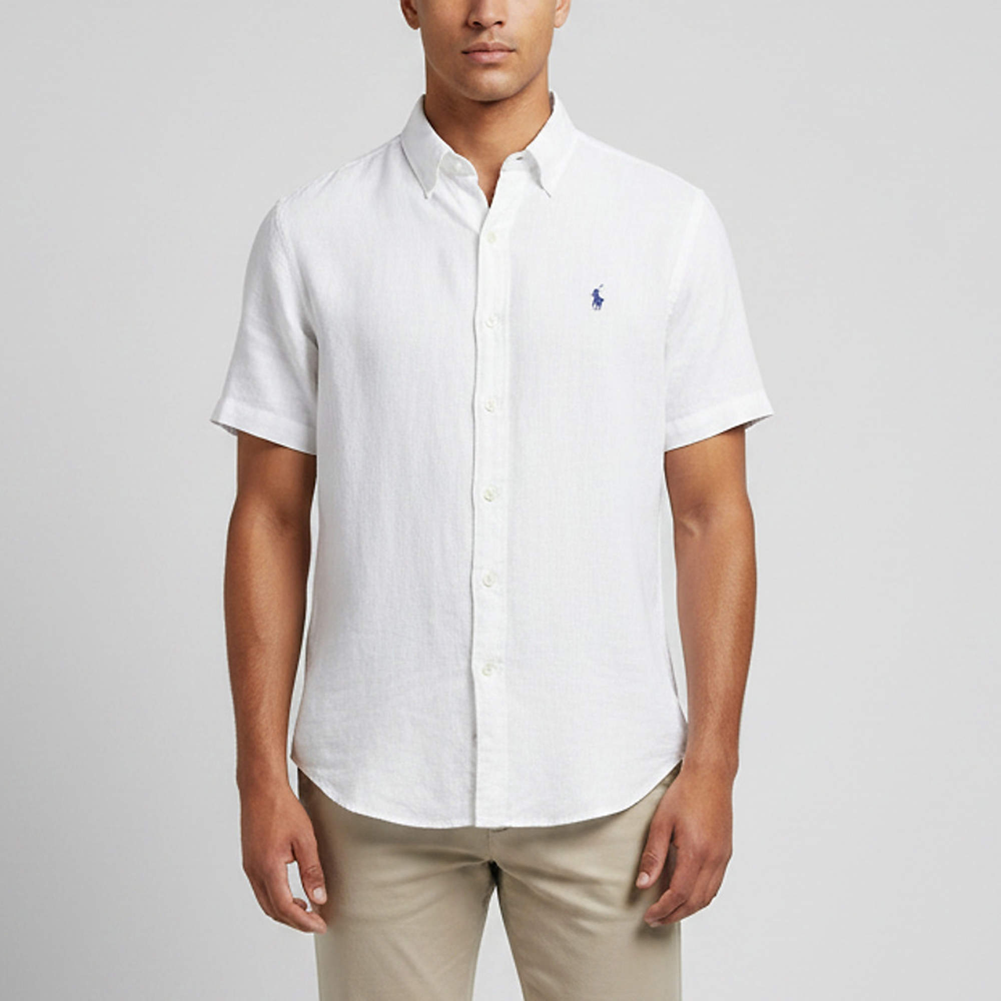 مملوكة مسبقًا Ralph Lauren White Linen Classic Fit Short Sleeve Shirt S