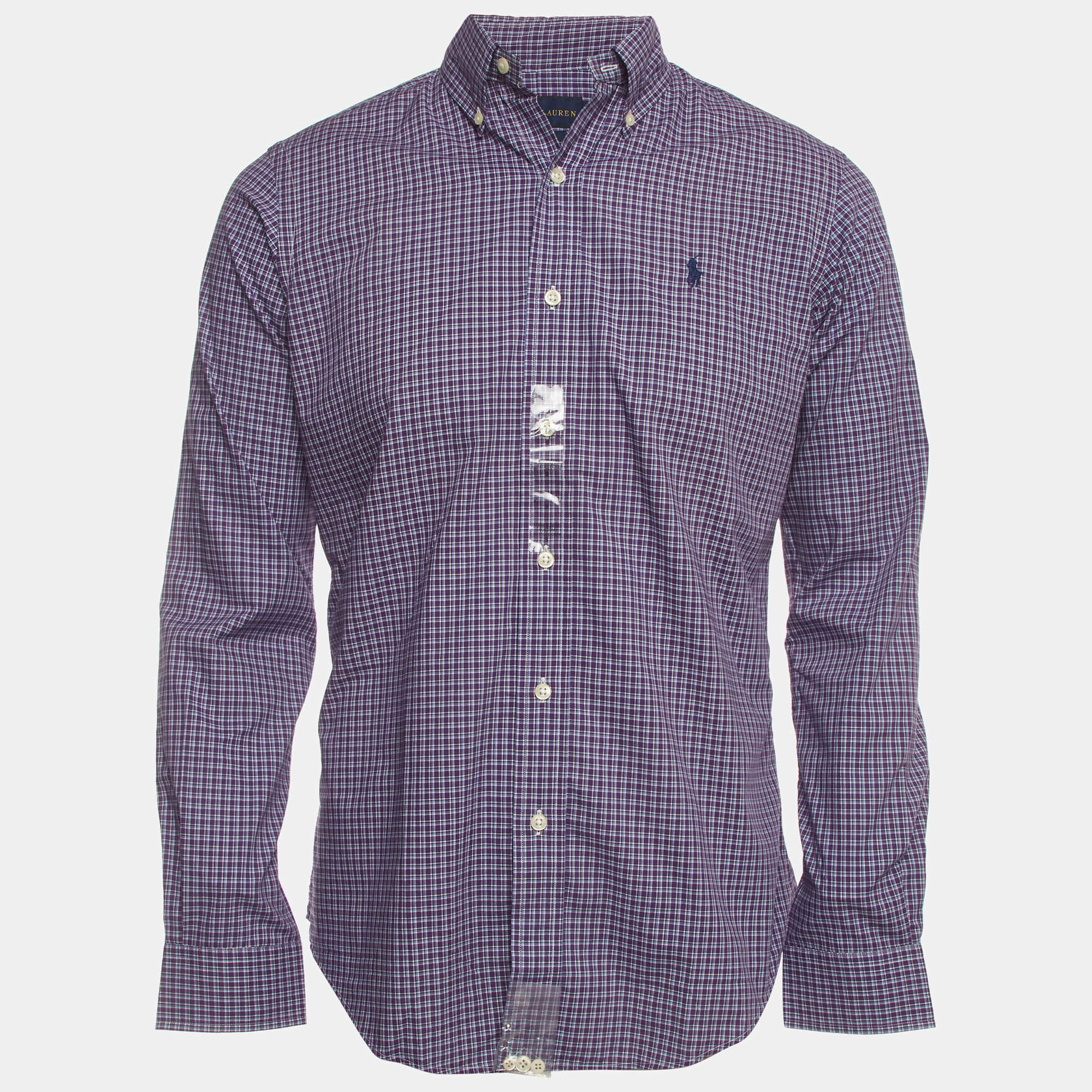 مملوكة مسبقًا Ralph Lauren Purple Plaid Cotton Long Sleeve T-Shirt S