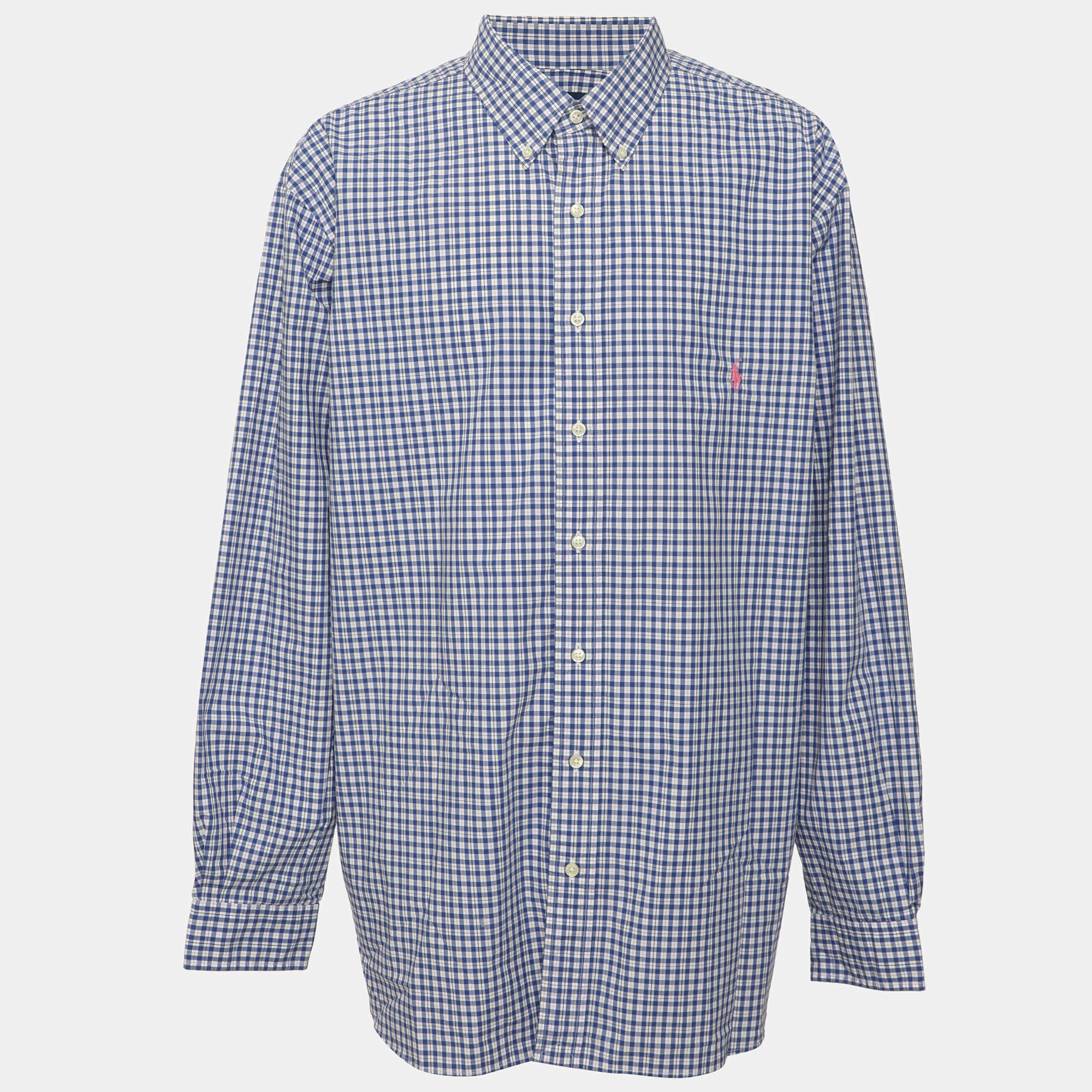 Pre Owned Ralph Lauren Blue Checkered Cotton Long Sleeve Shirt Size 2XB