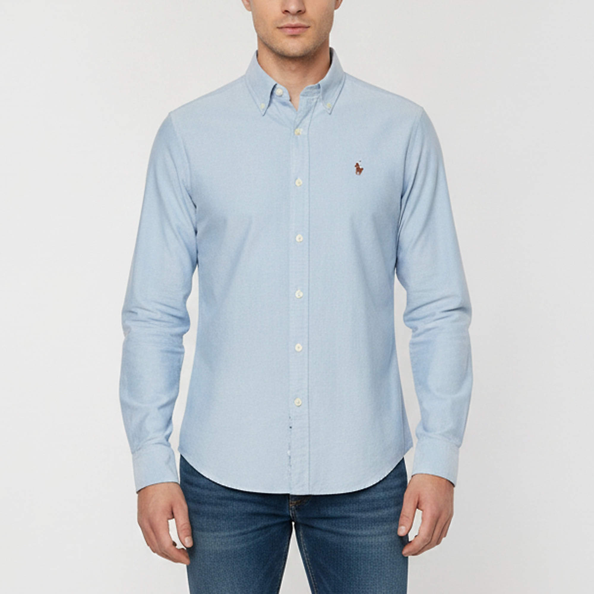 Pre Owned Ralph Lauren Light Blue Cotton Button Down Shirt M