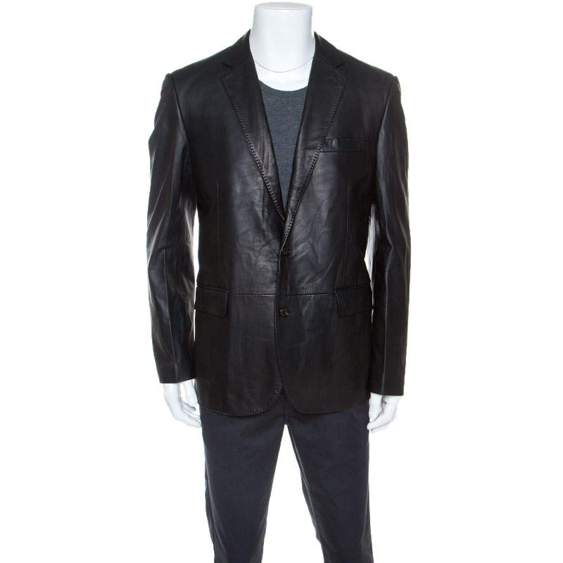 Pre Owned Ralph Lauren Black Lamb Leather Anthony Sport Coat XL 