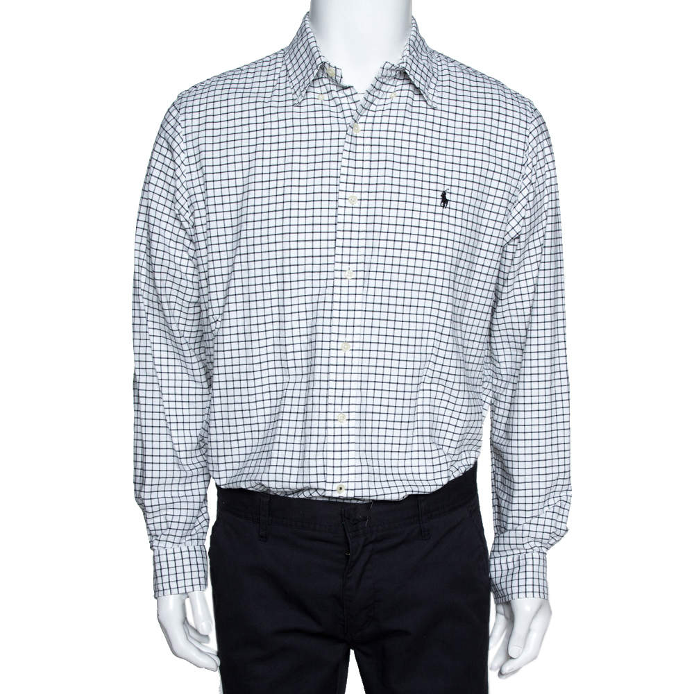 Pre Owned Ralph Lauren Black & White Window Pane Checked Cotton Shirt L