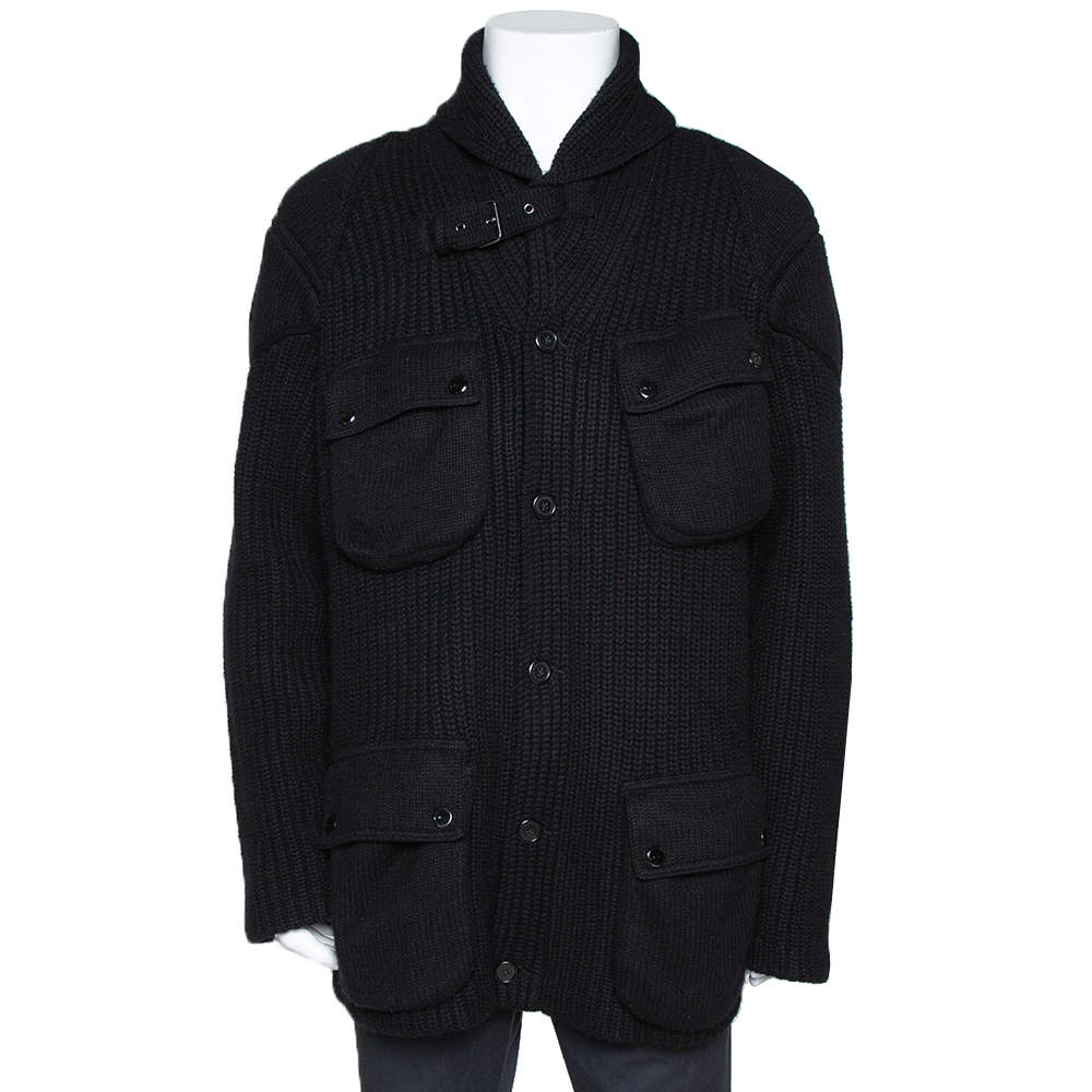 مملوكة مسبقًا Ralph Lauren Black Cashmere & Wool Knit Shawl Collar Cardigan XL