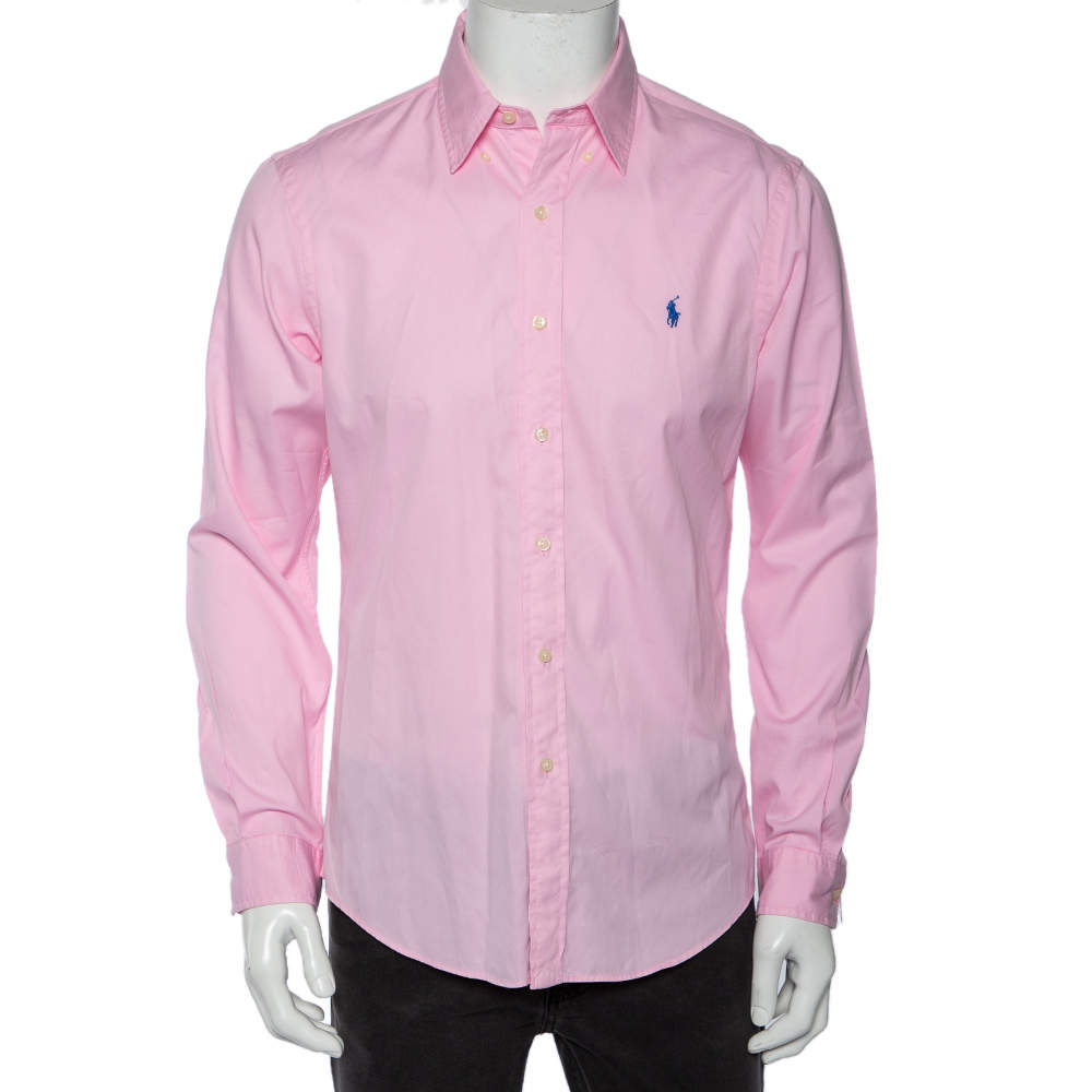 Ralph Lauren Pink Feather Weight  Cotton Twill Slim Fit Shirt M