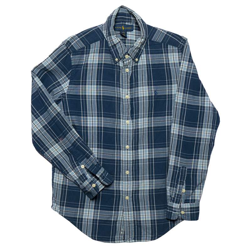 Pre Owned Ralph Lauren Blue Checkered Cotton Button Front Shirt L