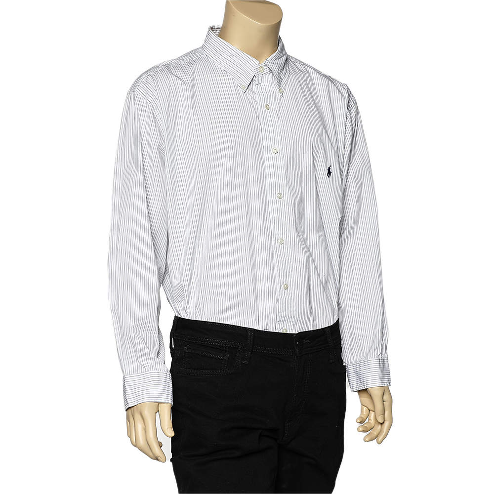 Ralph Lauren White Striped Cotton Button Front Shirt 3XB Ralph Lauren | The  Luxury Closet