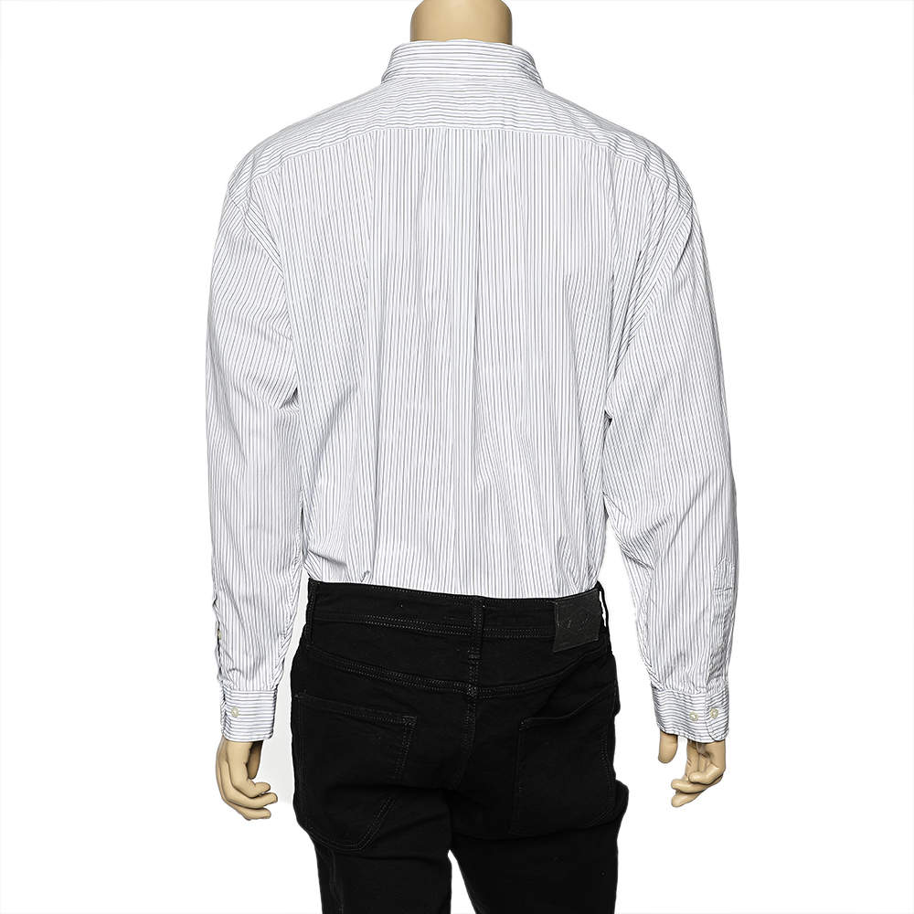 Ralph Lauren White Striped Cotton Button Front Shirt 3XB Ralph