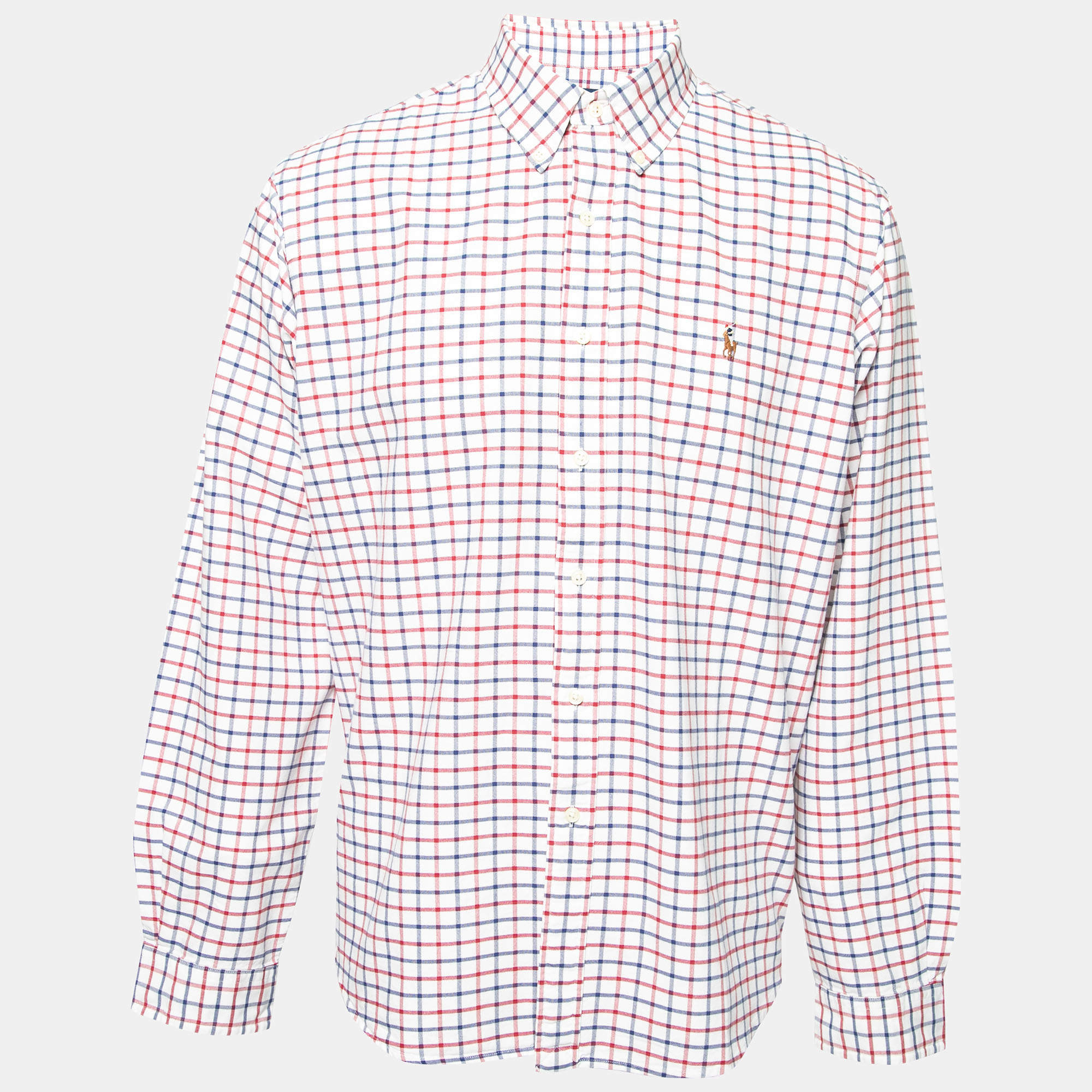 Ralph Lauren White Checked Cotton Button Front Shirt XL