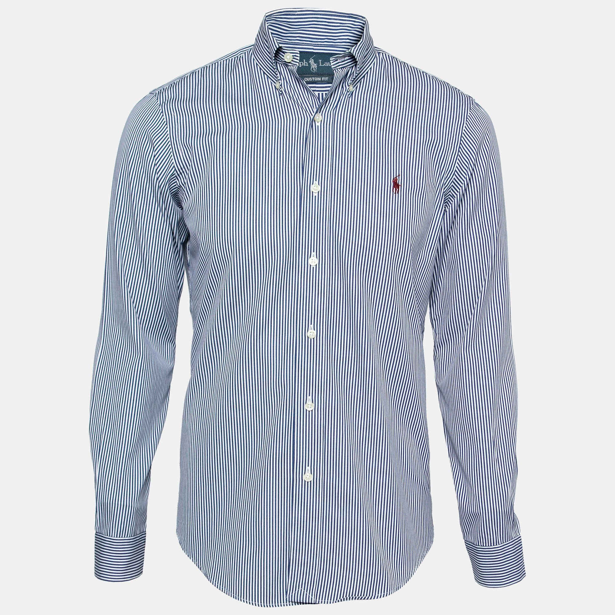 Pre Owned Ralph Lauren Blue Striped Cotton Long Sleeve Shirt S