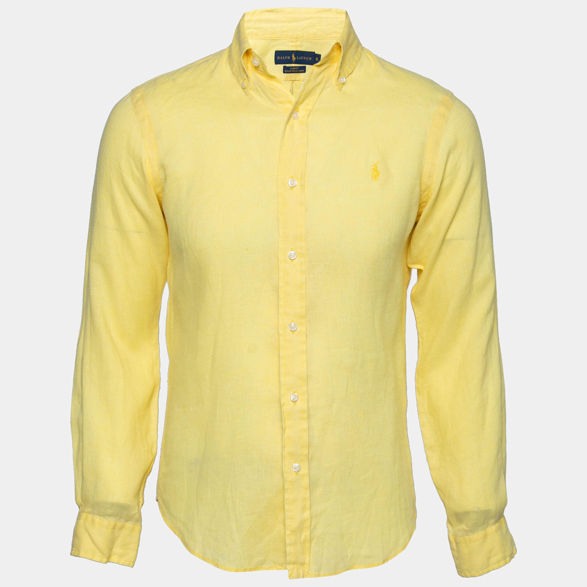 samarbejde skulder Kilde Ralph Lauren Yellow Ocean Wash Linen Slim Fit Button Down Shirt S Ralph  Lauren | TLC