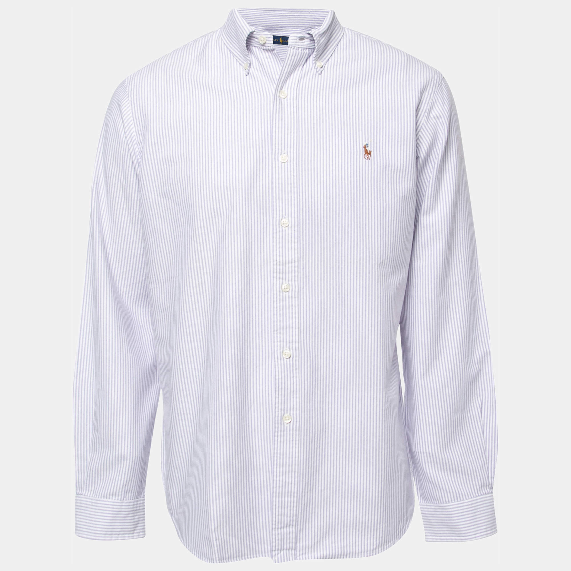 مملوكة مسبقًا Ralph Lauren Purple Striped Cotton Full Sleeve Shirt L