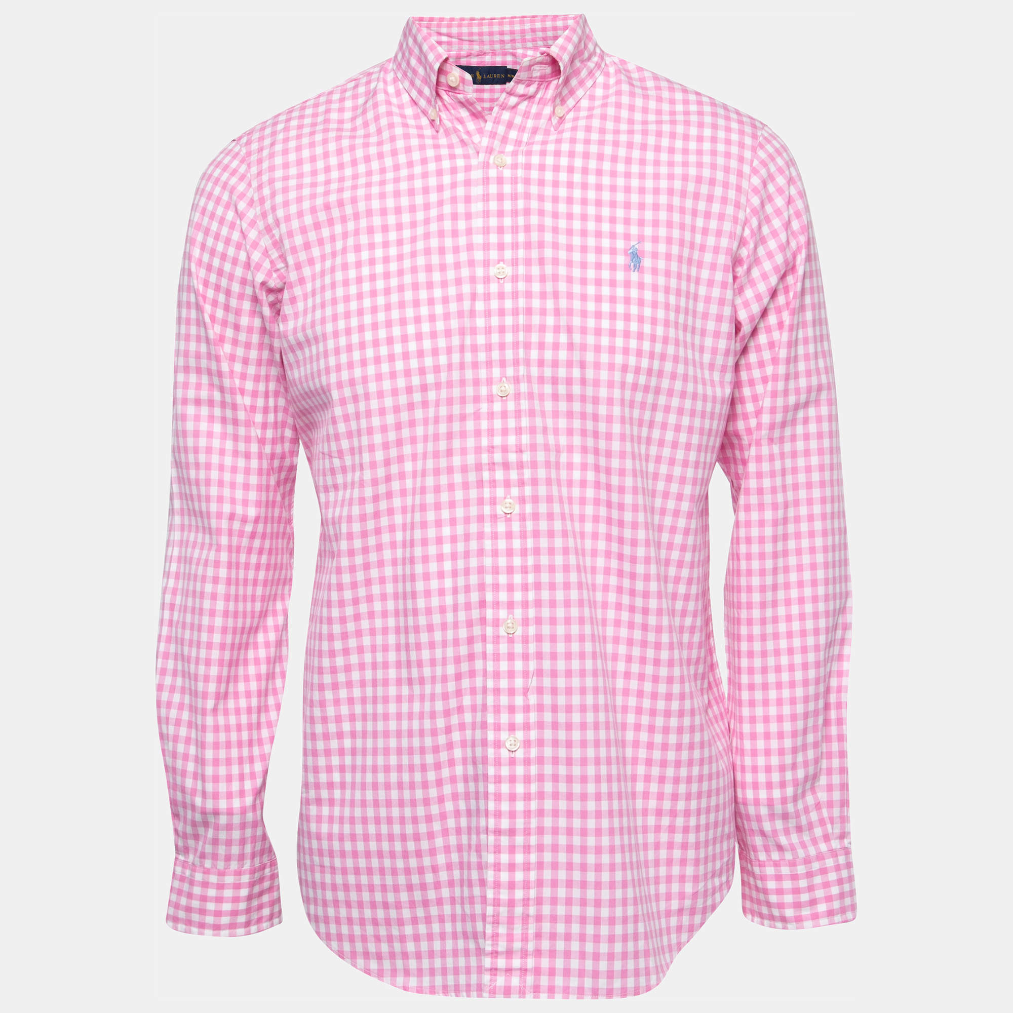 Pre Owned Ralph Lauren Pink Checked Cotton Full Sleeve Shirt M