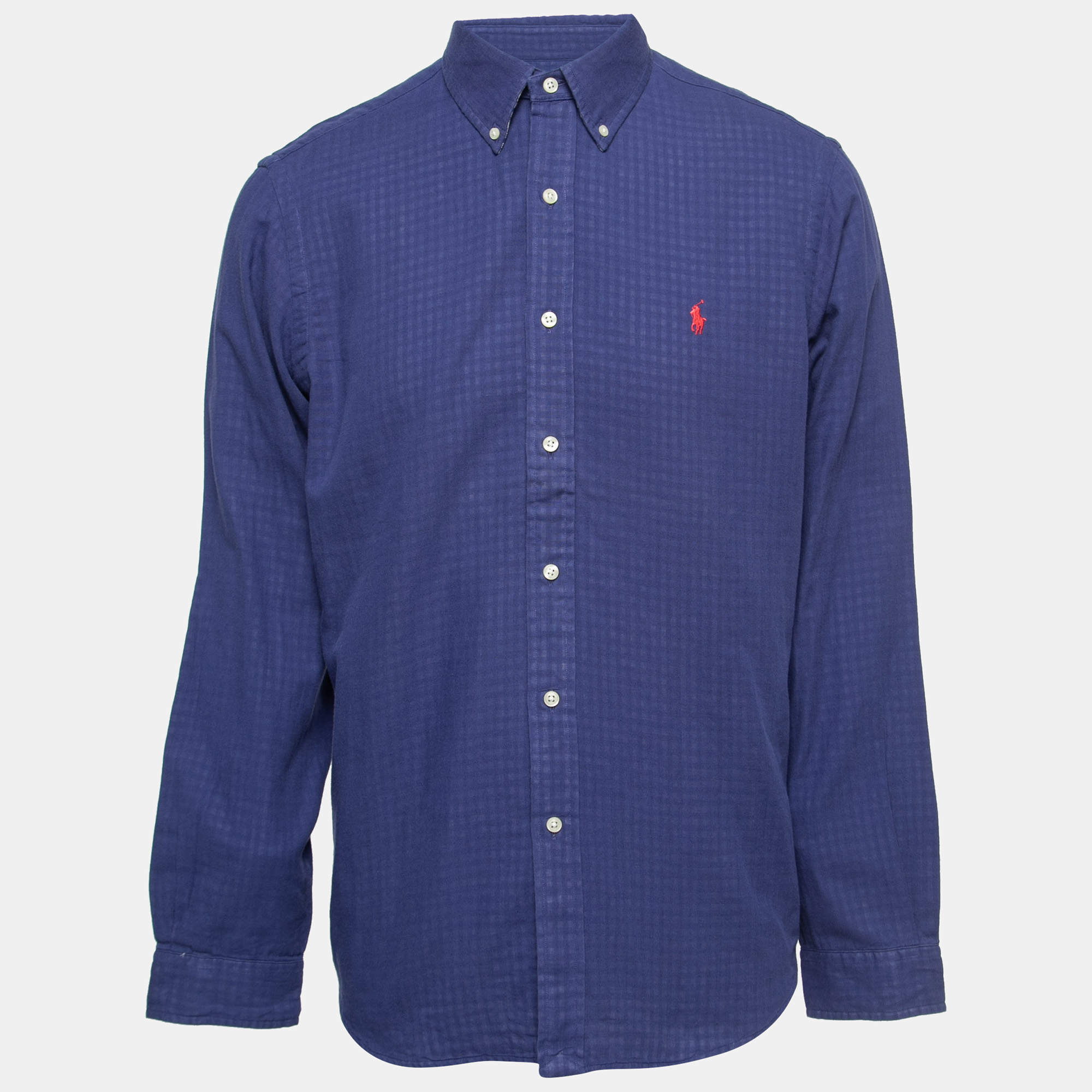 Pre Owned Ralph Lauren Blue Cotton Button Down Shirt L