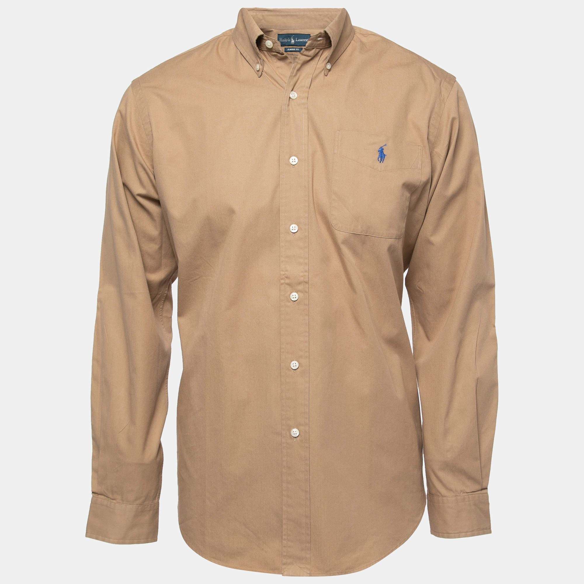 Pre Owned Ralph Lauren Beige Cotton Full Sleeve Classic Fit Shirt M