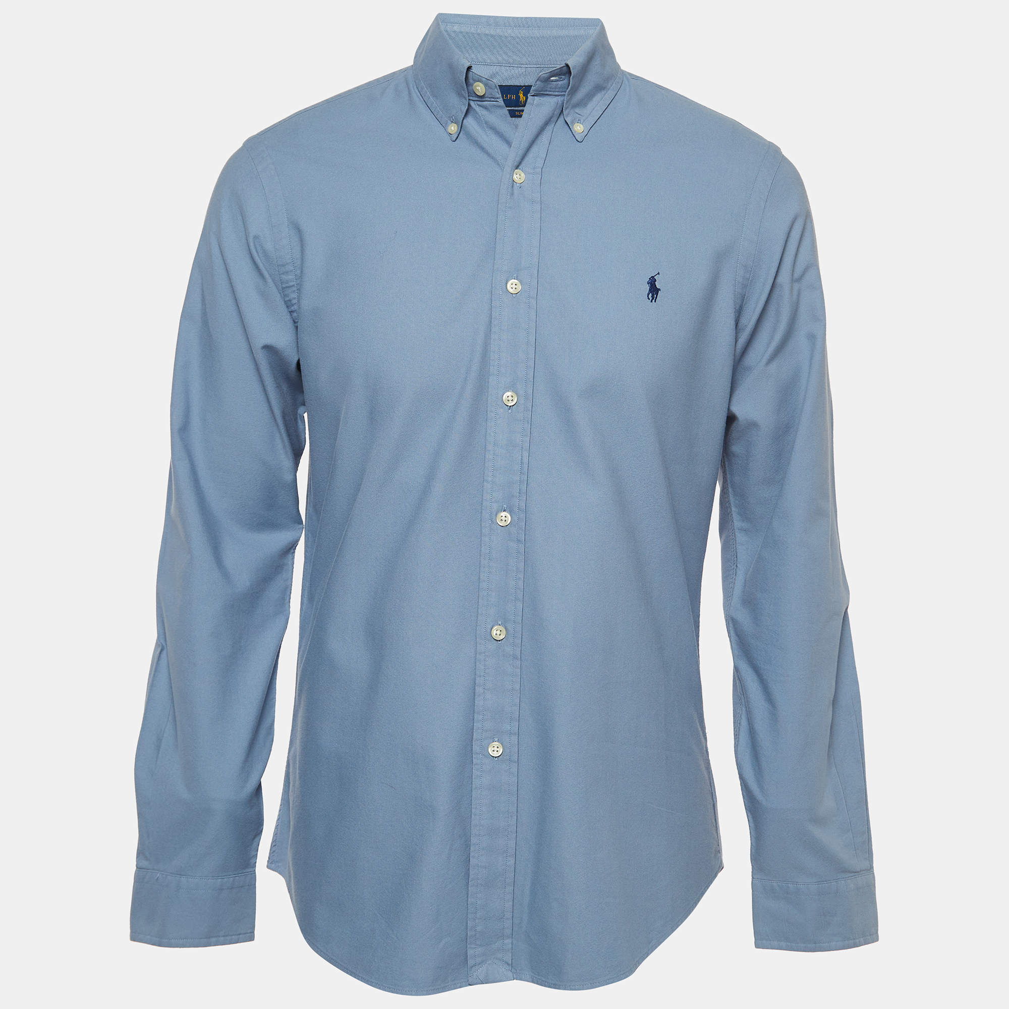 Pre Owned Polo Ralph Lauren Blue Cotton Slim Fit Shirt M