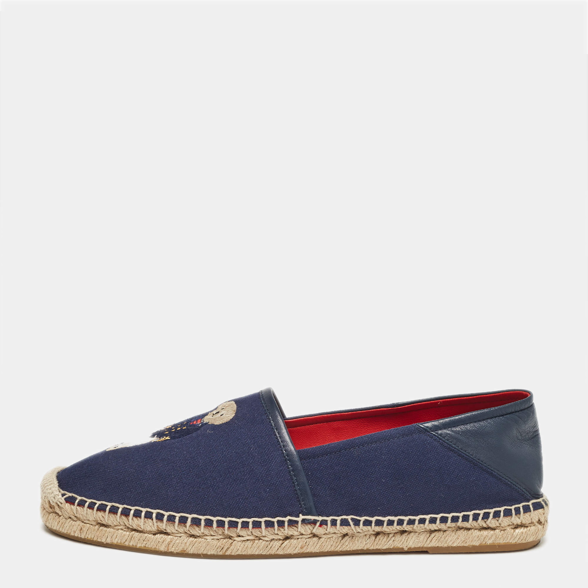 Pre Owned Ralph Lauren Navy Blue Denim Slip On Espadrille Size 41