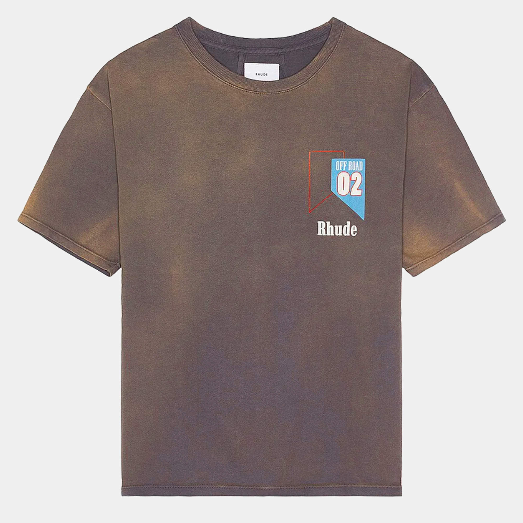 Rhude Vintage Grey Cotton Off Road Print Crew Neck Raceway T-Shirt M