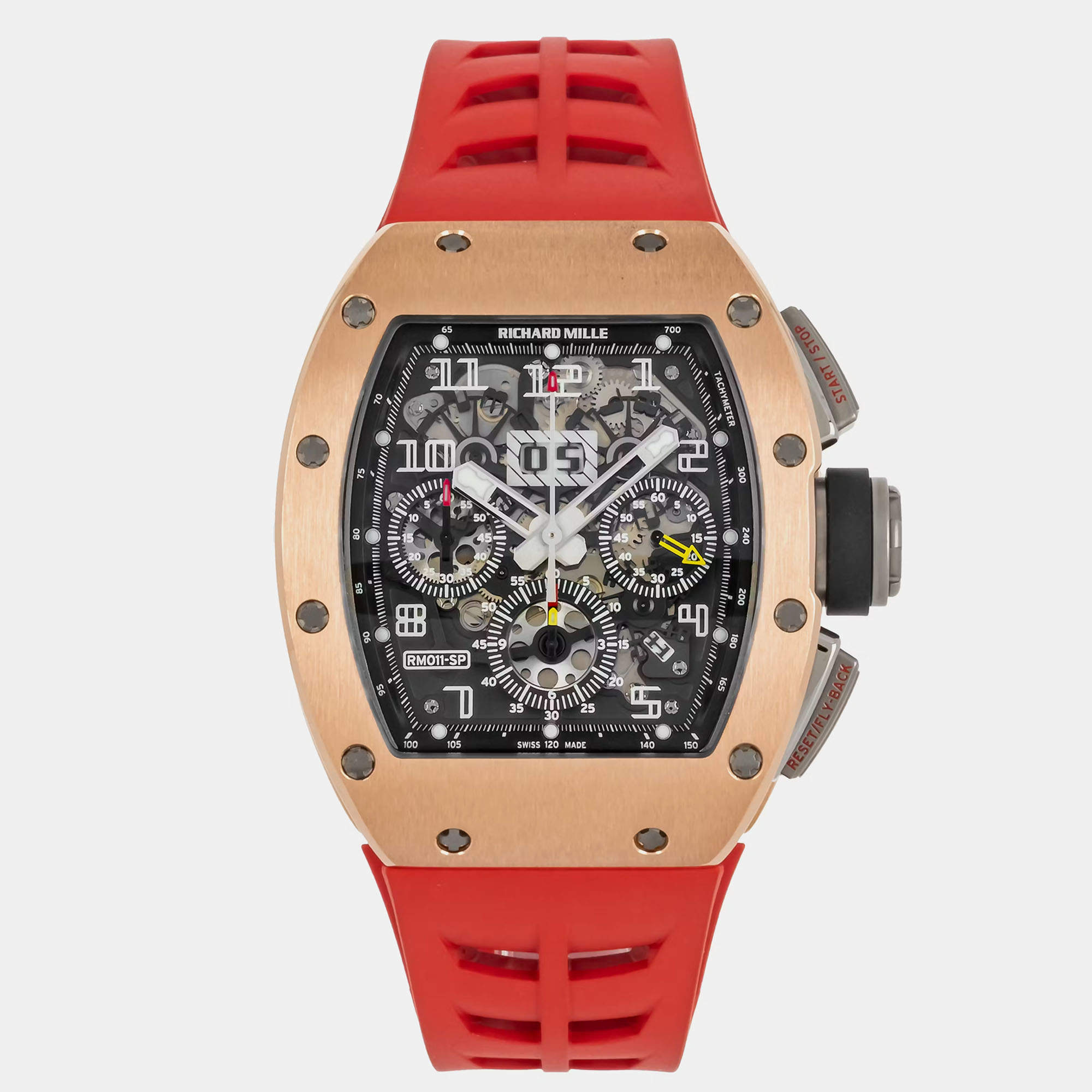 Pre Owned ساعة بري أونيد ريتشارد ميل RM 011 كرونوغراف "فيليبي ماسا" RM011 AJ RG أوتوماتيك 50 مم x 40 مم