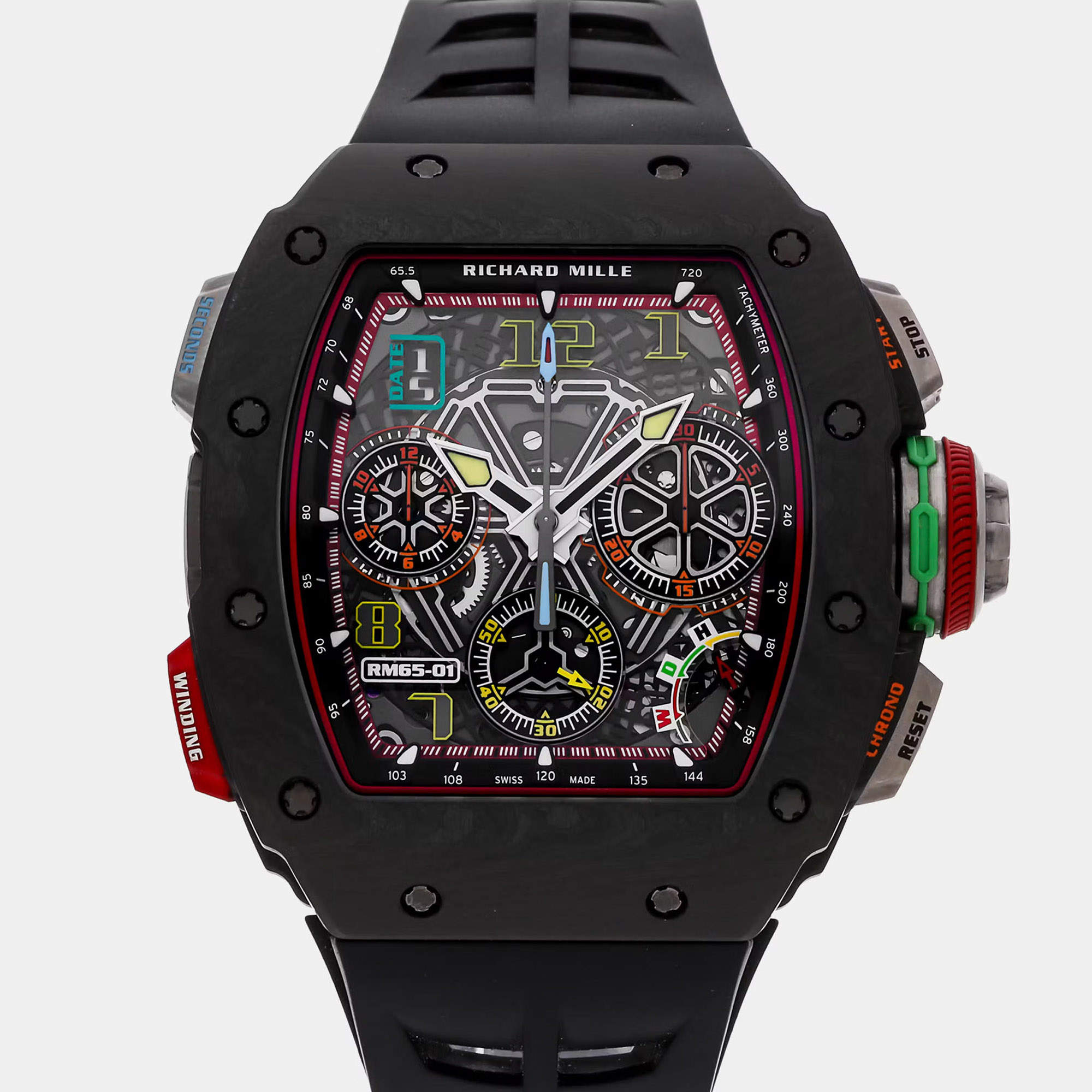 Pre Owned Richard Mille RM65-01 Black Titanium, Carbon Automatic Men's Wristwatch 50x44mm