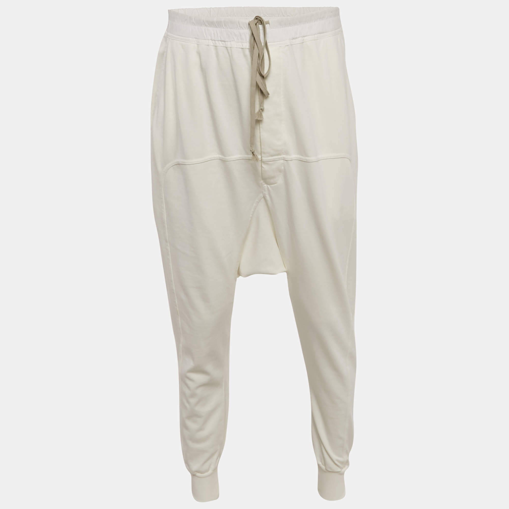 مملوكة مسبقًا Rick Owens White Cotton Knit DRKSHDW Drawstring Pants S